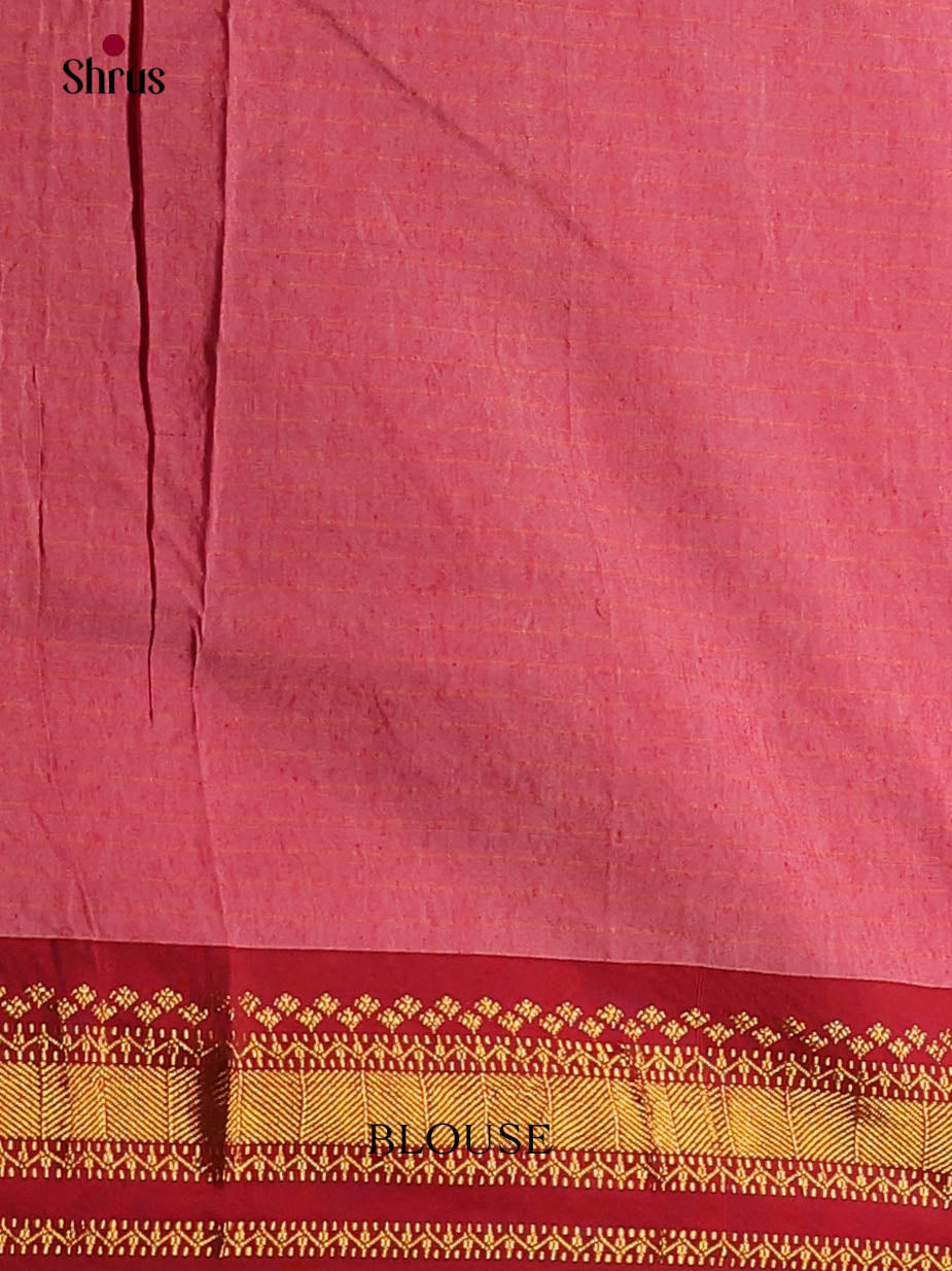 Cream  & Red - Kalyani Cotton Saree