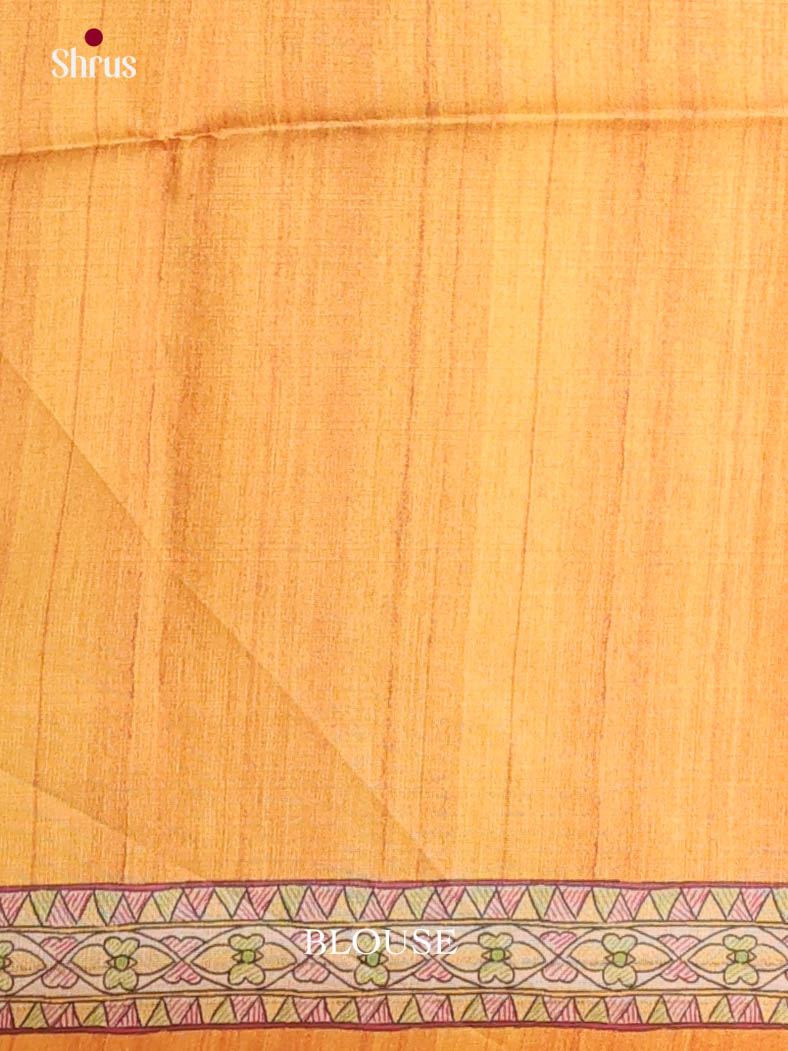 Mustard & Cream - Printed Madhubani Saree