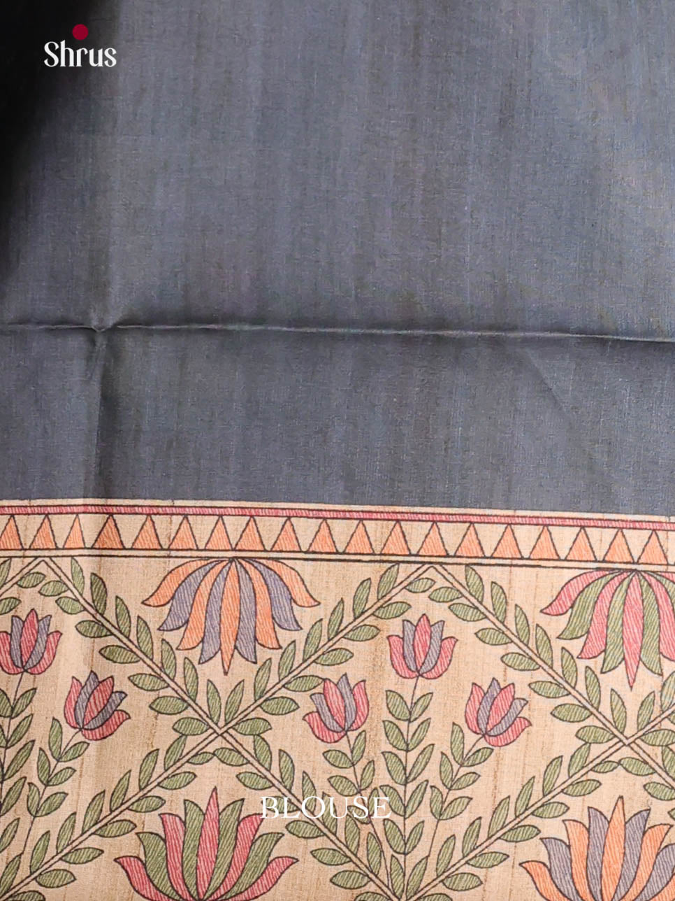 Black & Cream- Printed Madhubani Saree