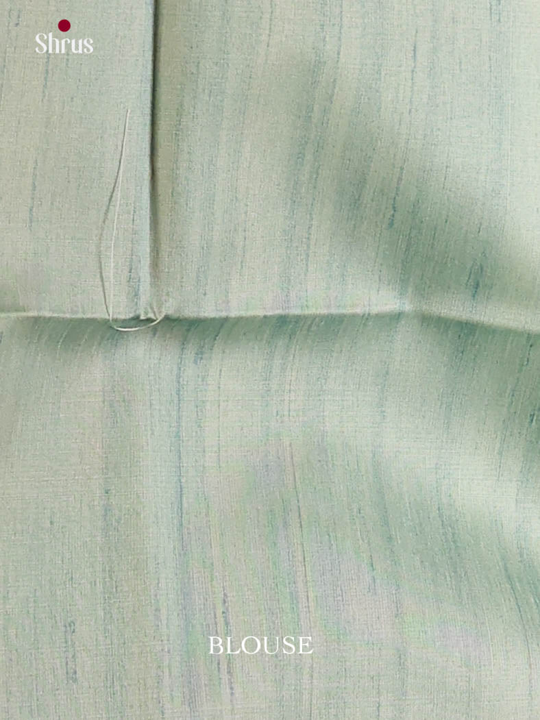 Aqua Green & Cream - Printed Madhubani Saree