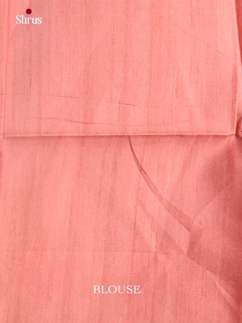 Peachish Pink & Cream - Printed Madhubani Saree