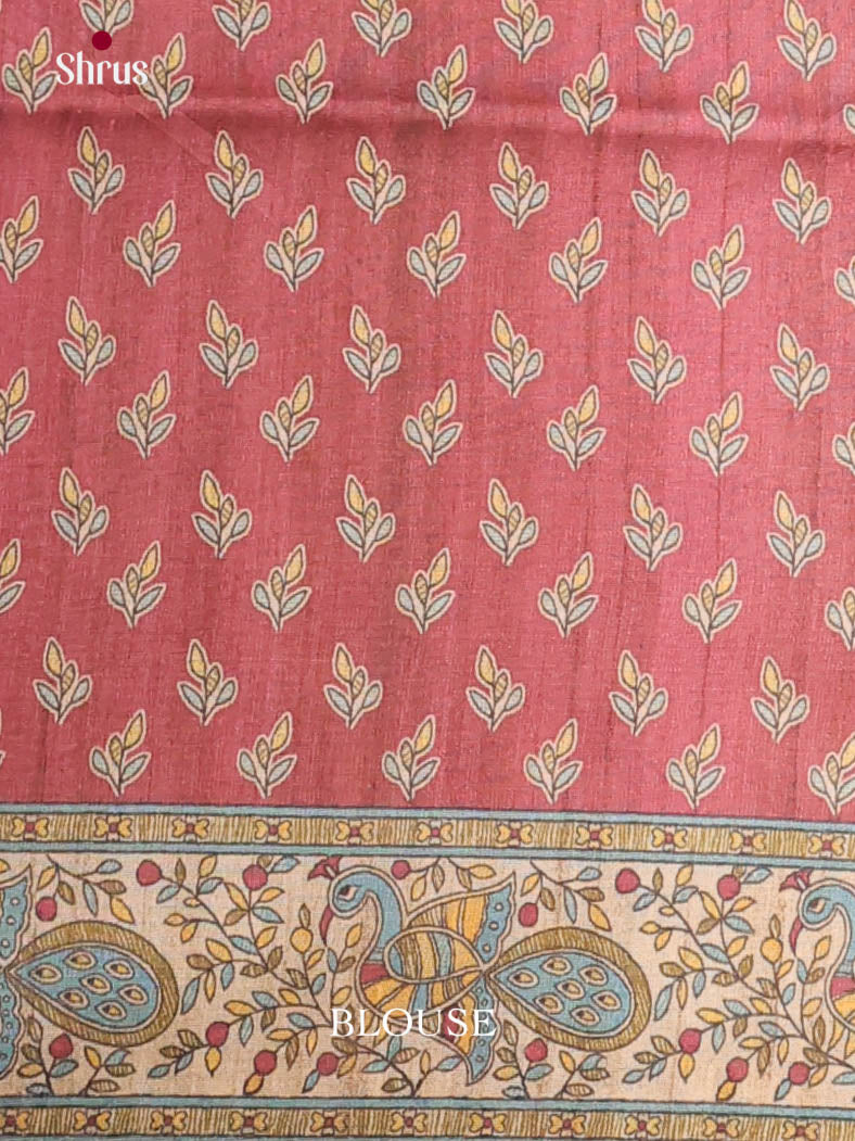 Maroon & Cream - Printed Madhubani Saree