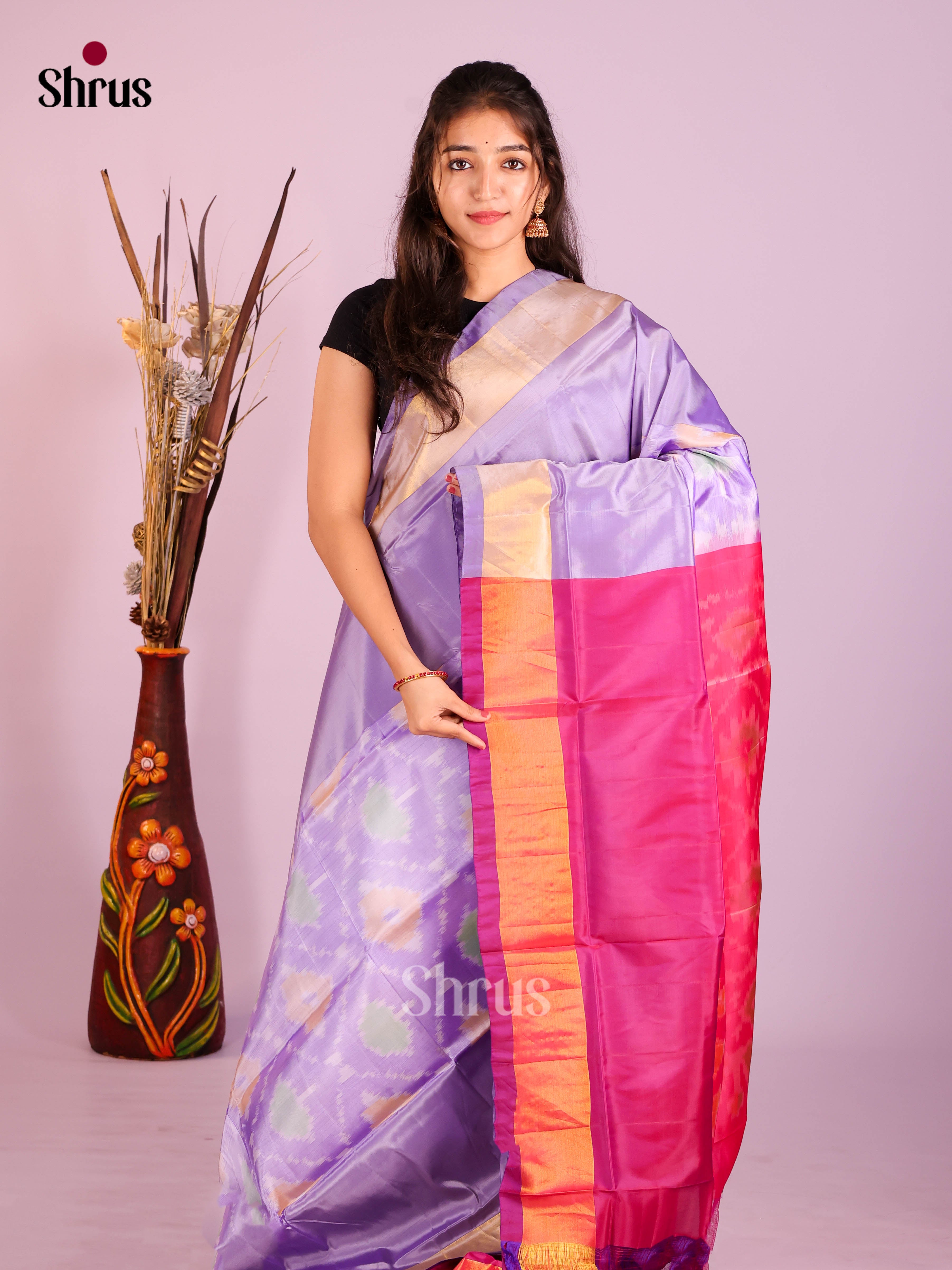 Lavender & Purple- Semi uppada Saree - Shop on Shrus.com