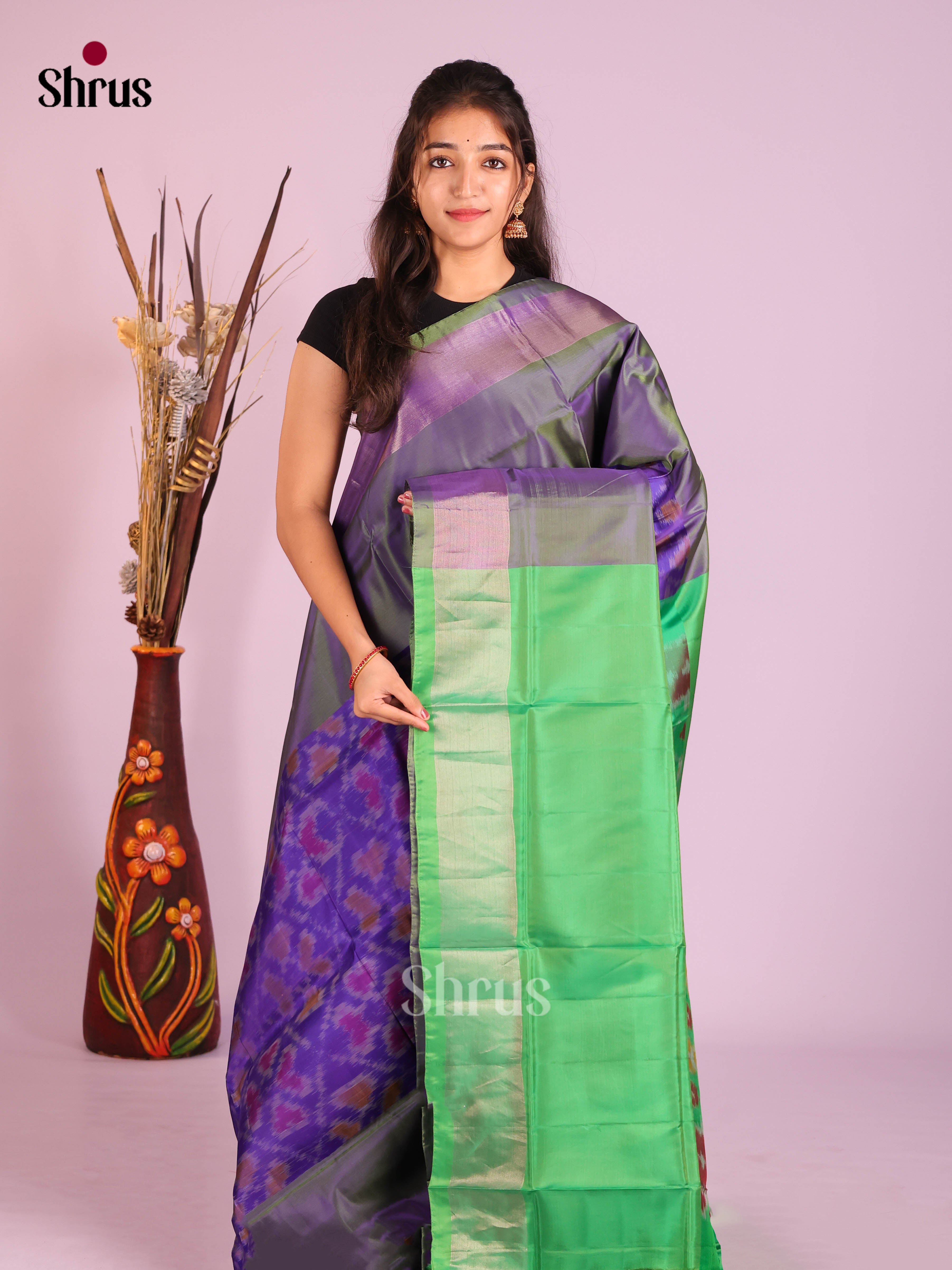 Blue & Green - Semi uppada Saree