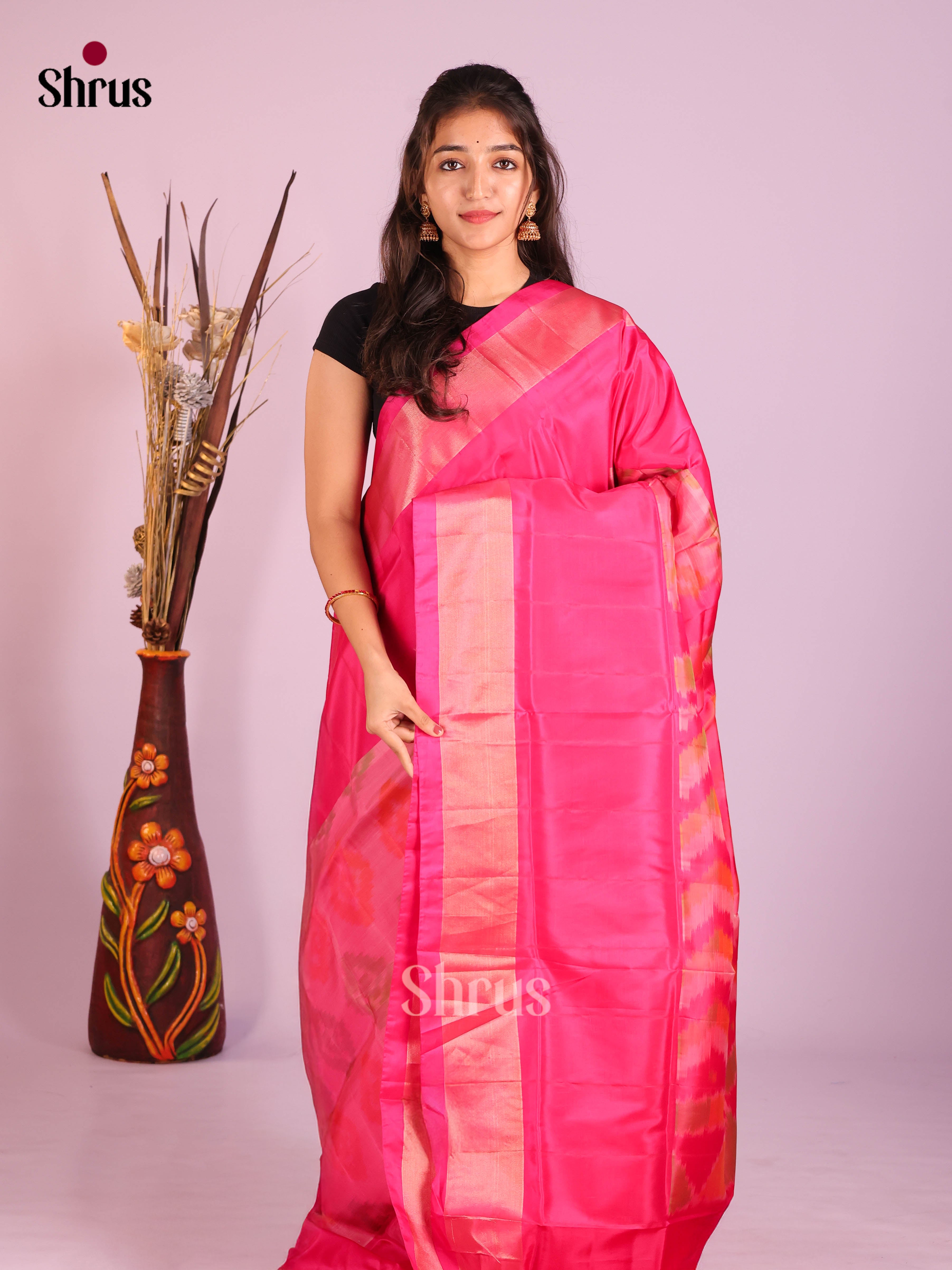 Pink - Semi uppada Saree - Shop on Shrus.com