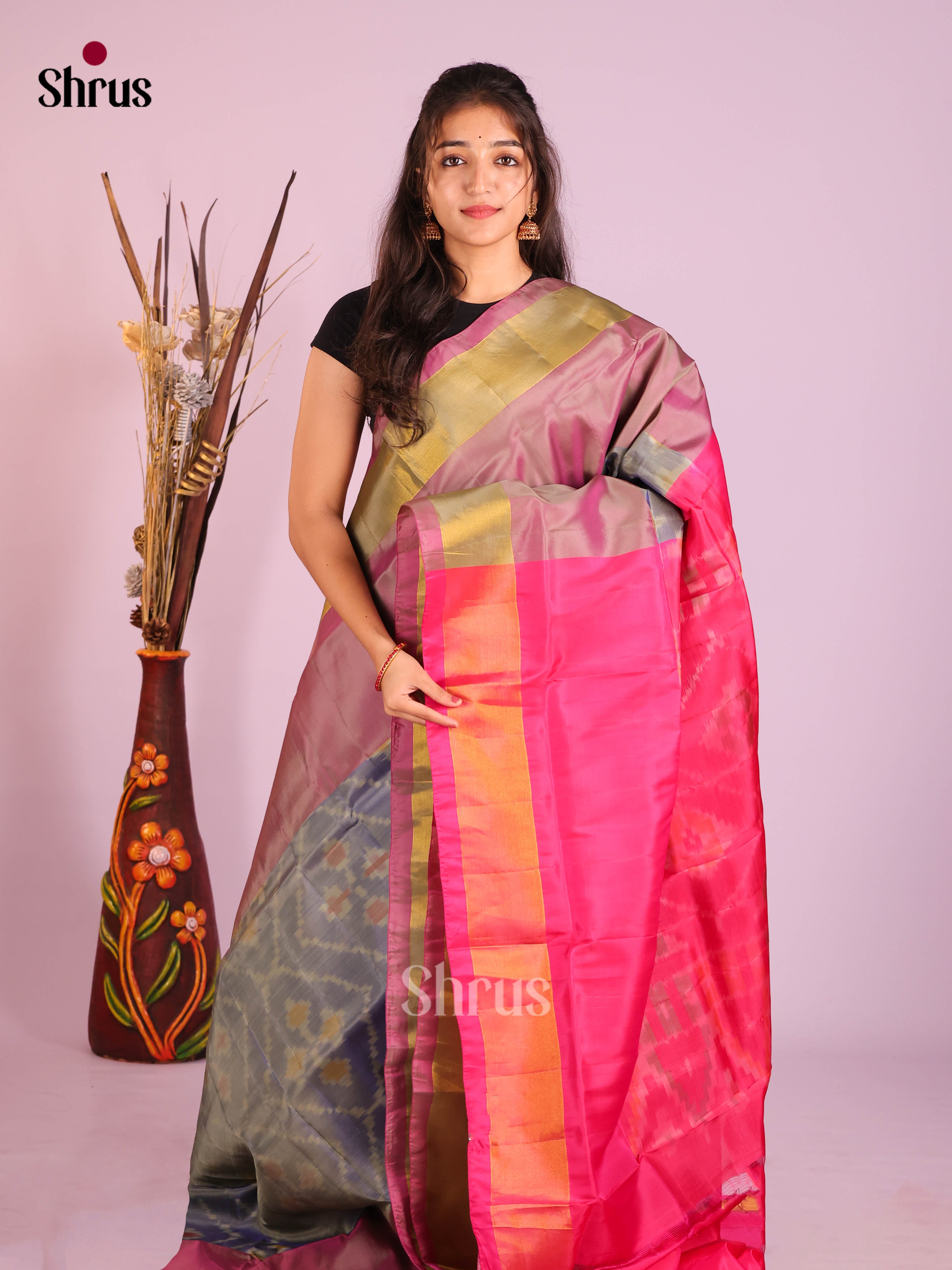 Blue & Pink- Semi uppada Saree