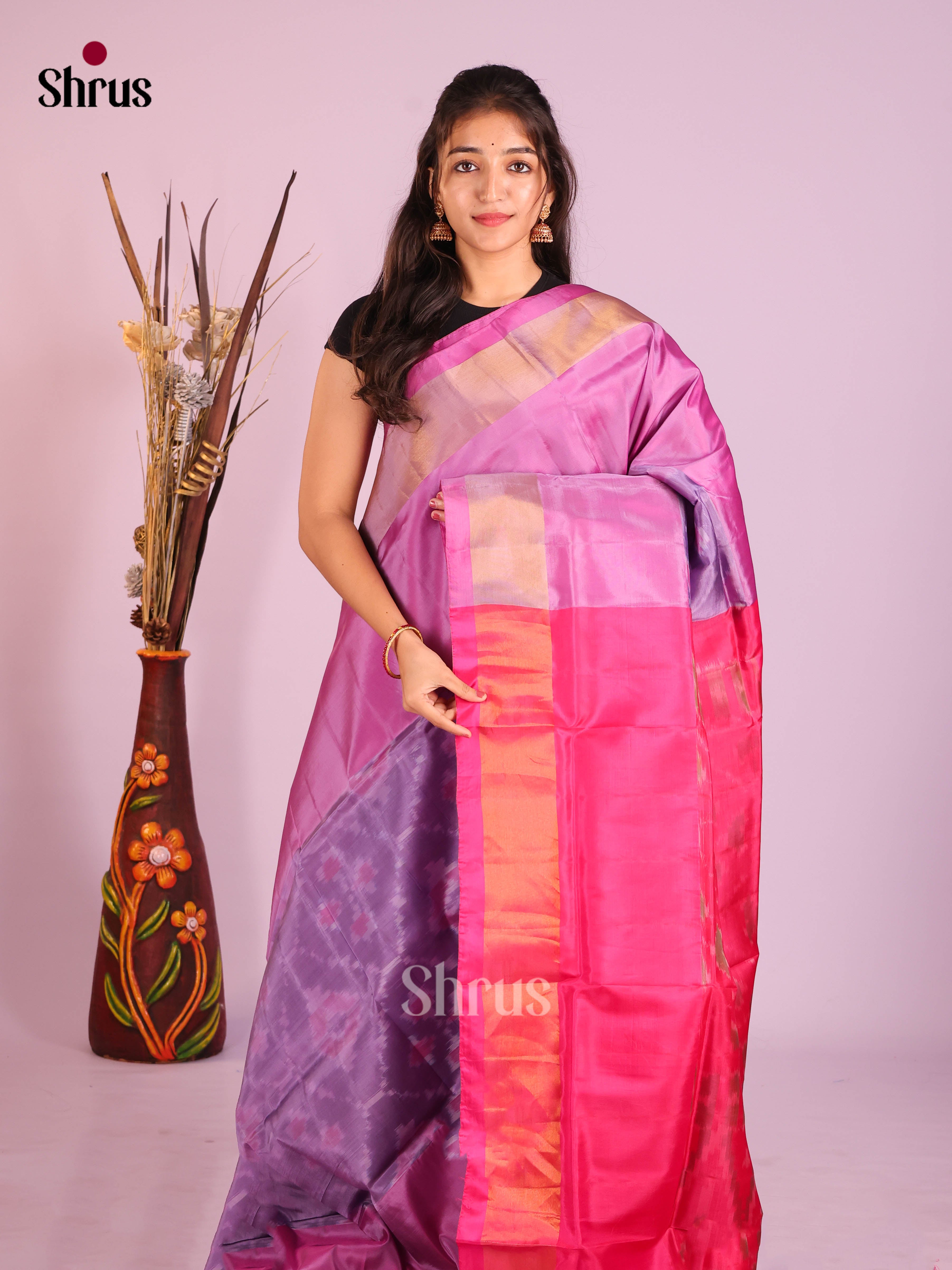 Purple & Pink  - Semi uppada Saree