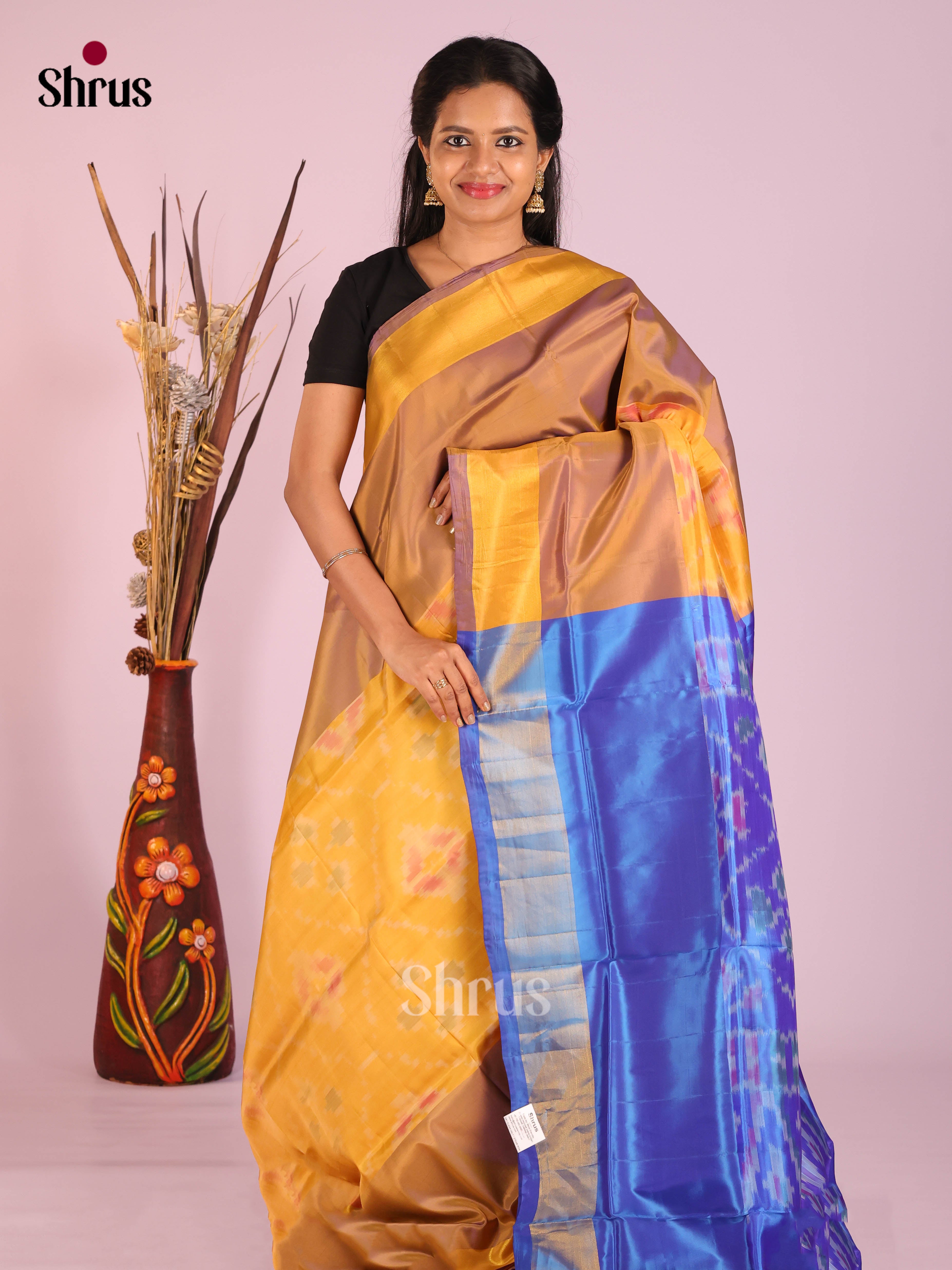 Mustard & Blue - Semi uppada Saree