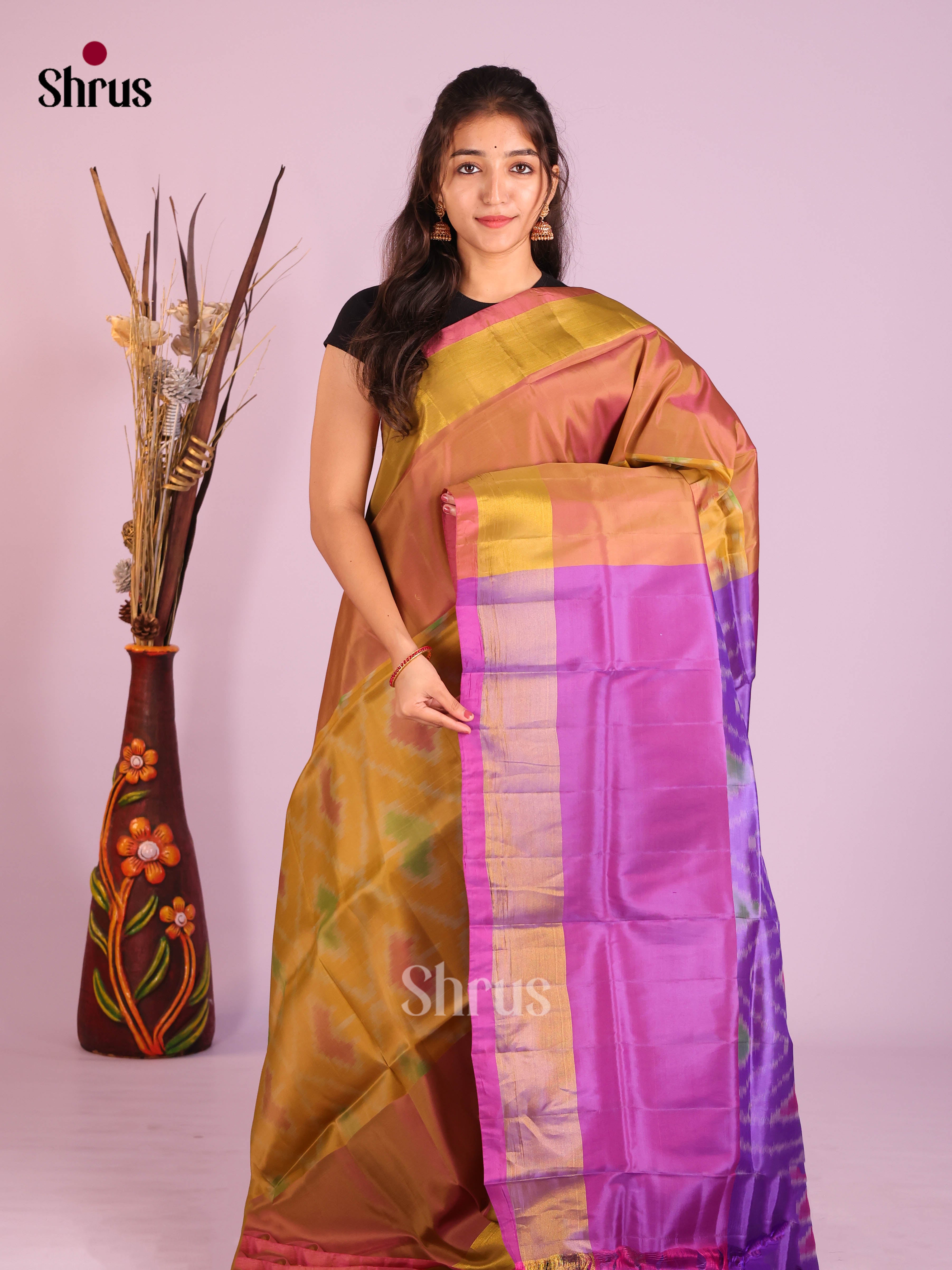 Mustard & Purple - Semi uppada Saree
