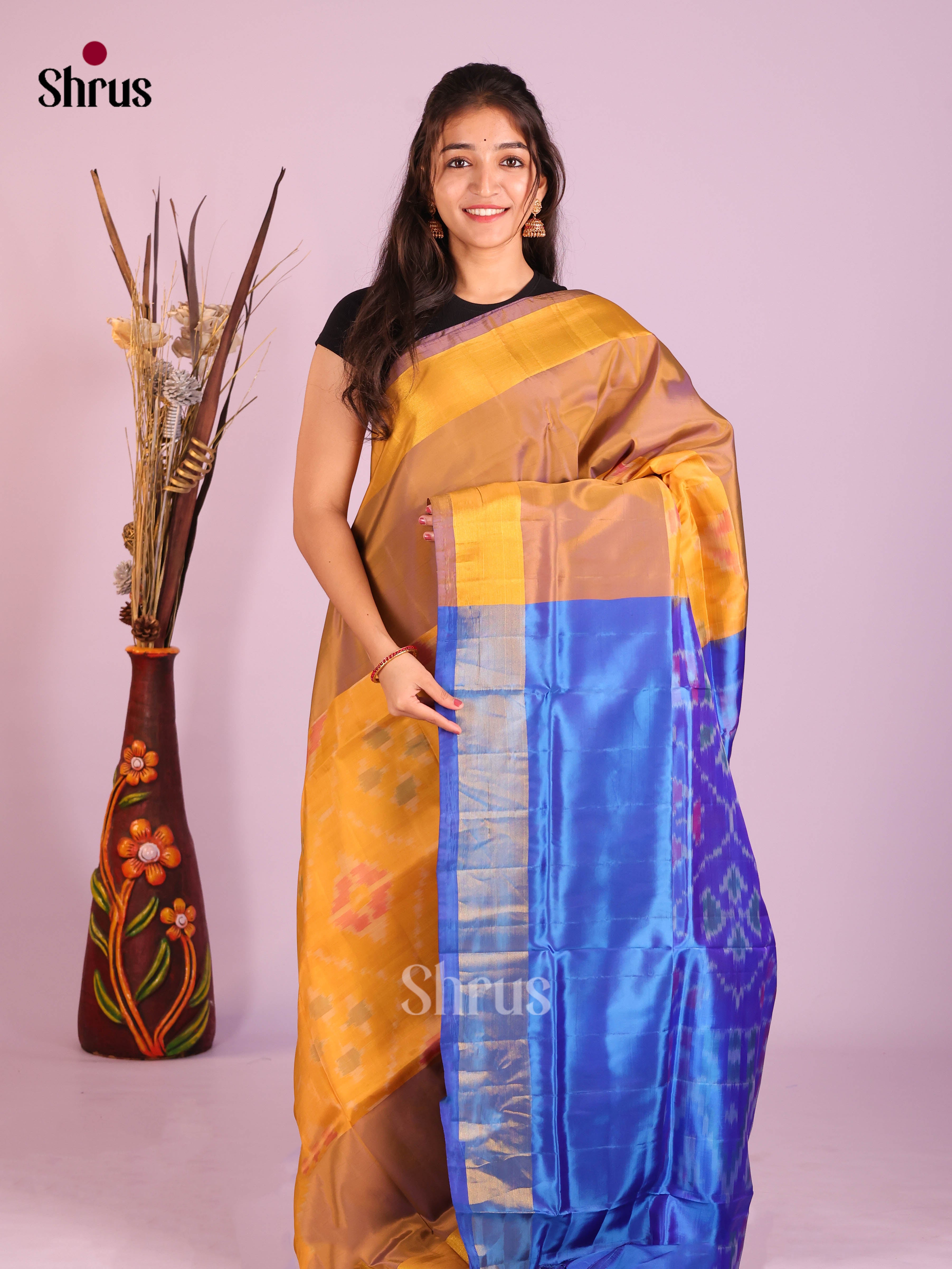 Mustard & Blue- Semi uppada Saree