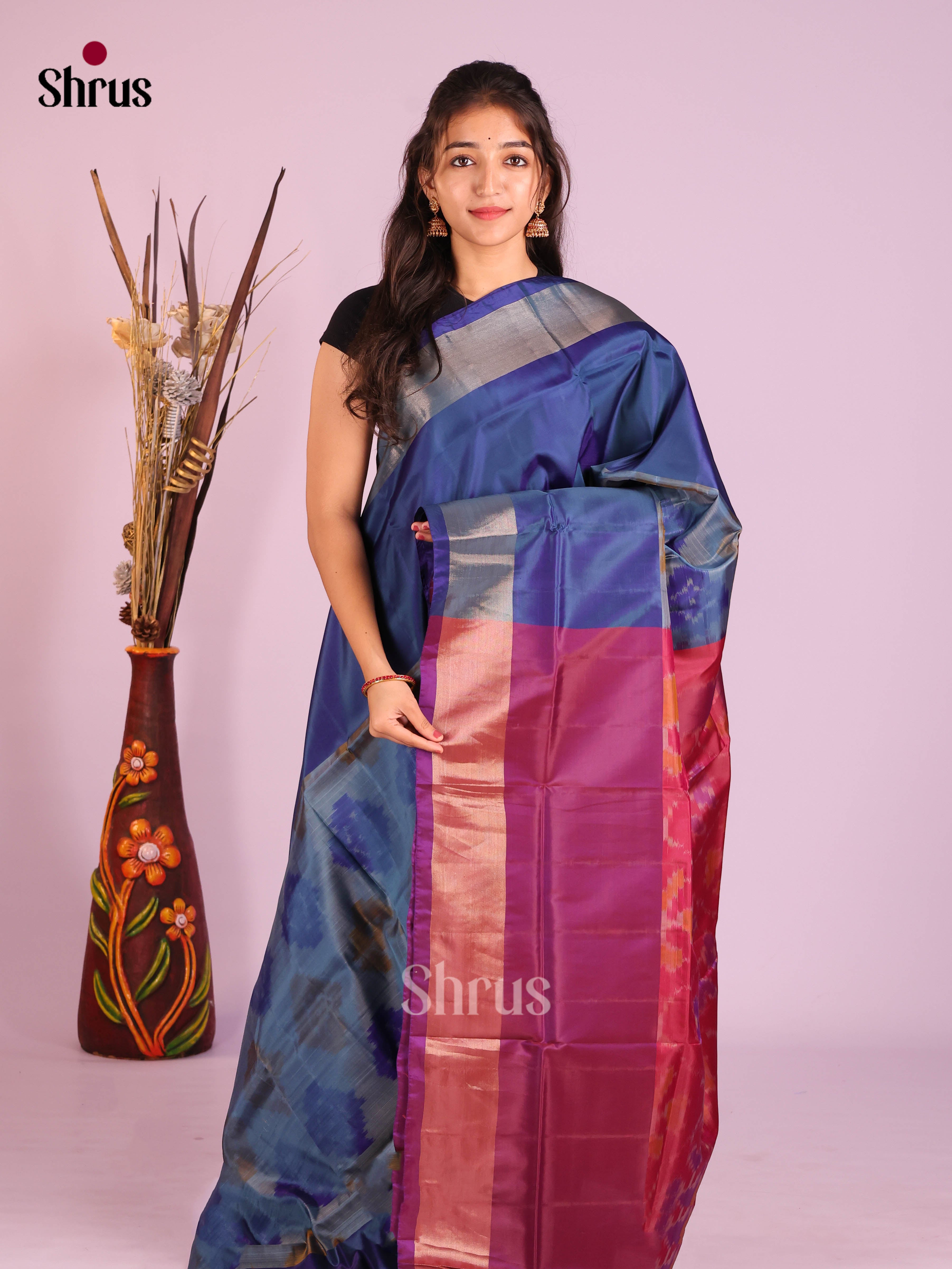 Blue & Purple- Semi uppada Saree