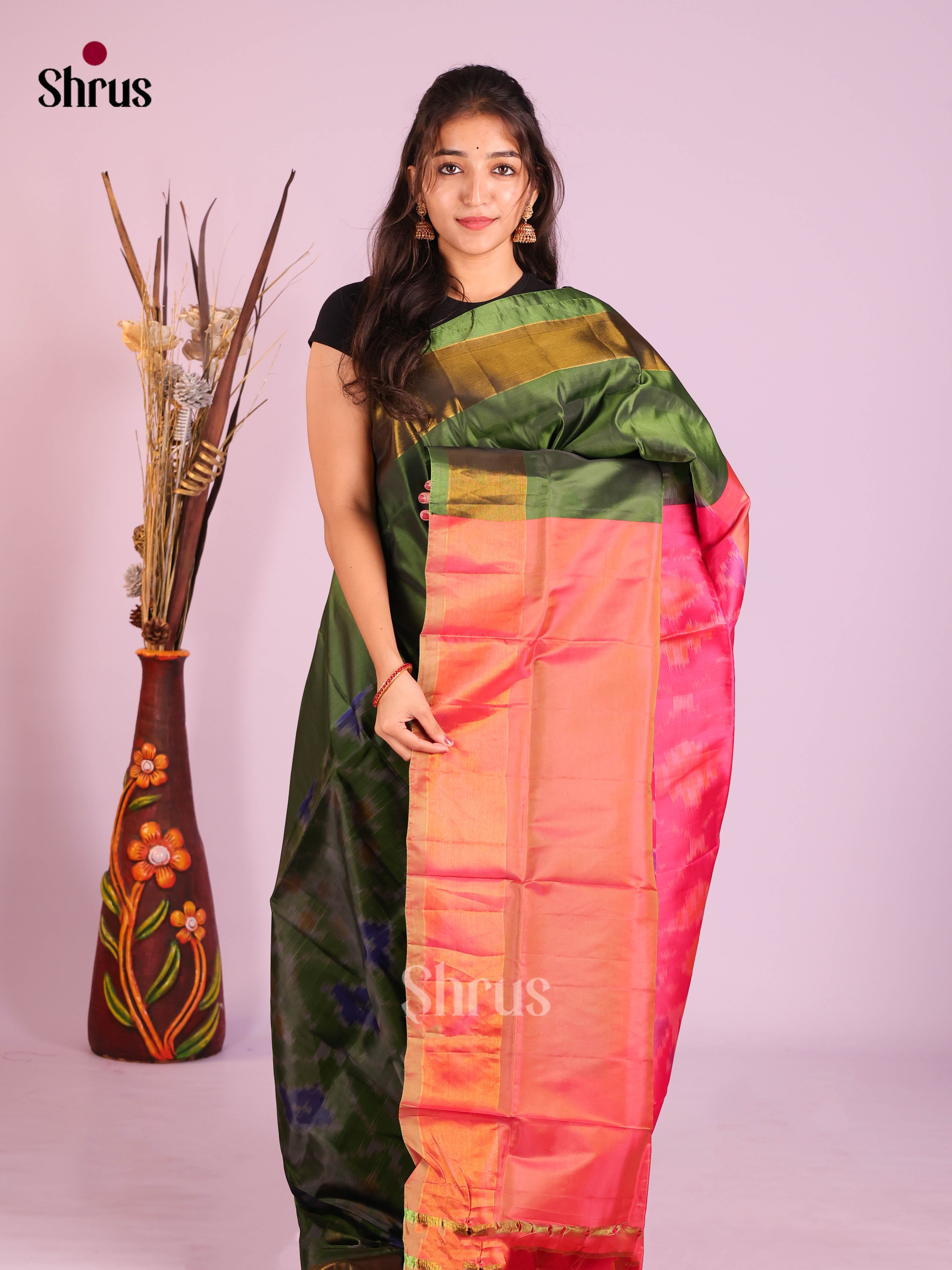 Green & Pink- Semi uppada Saree