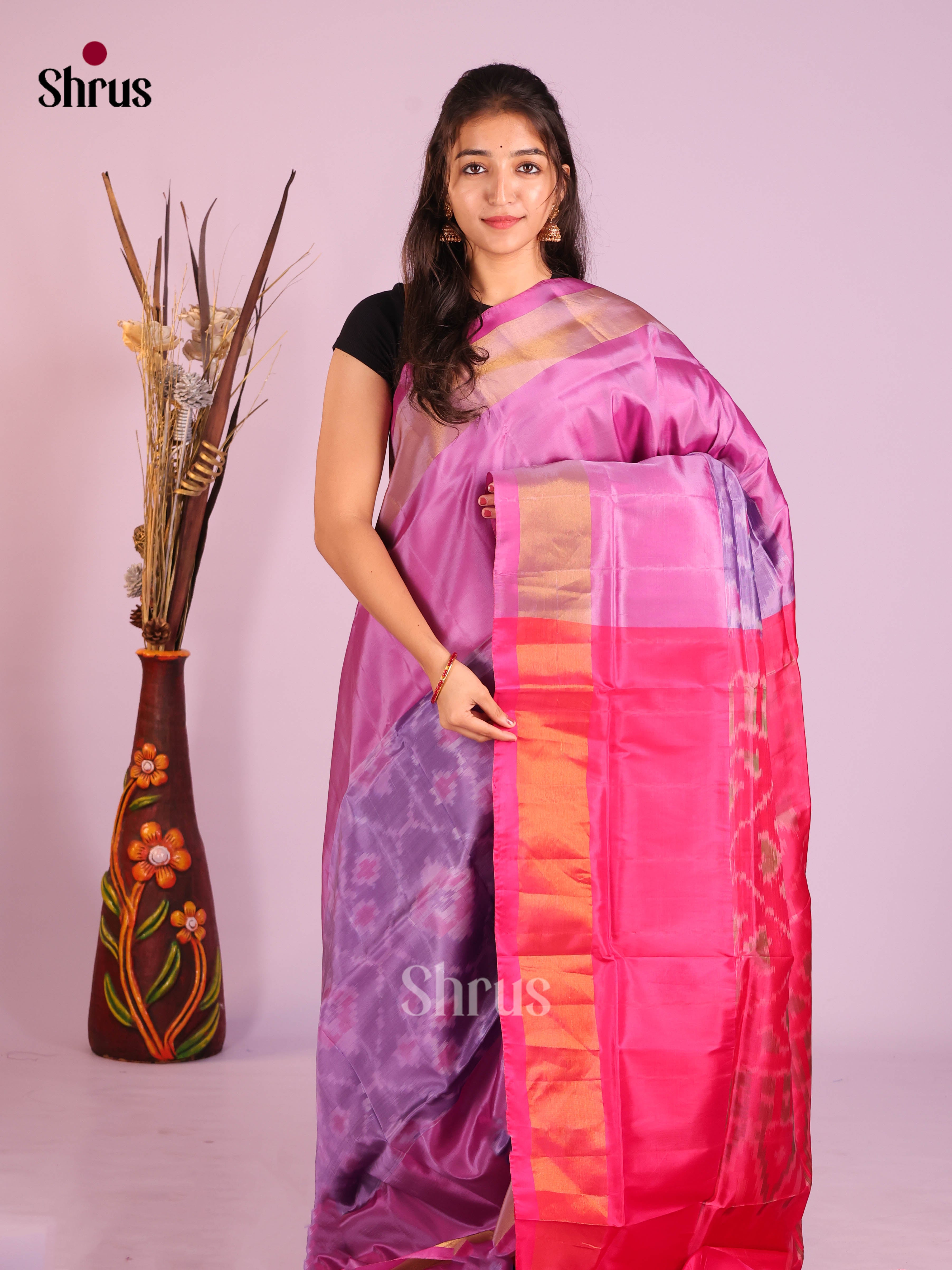 Purple & Pink- Semi uppada Saree