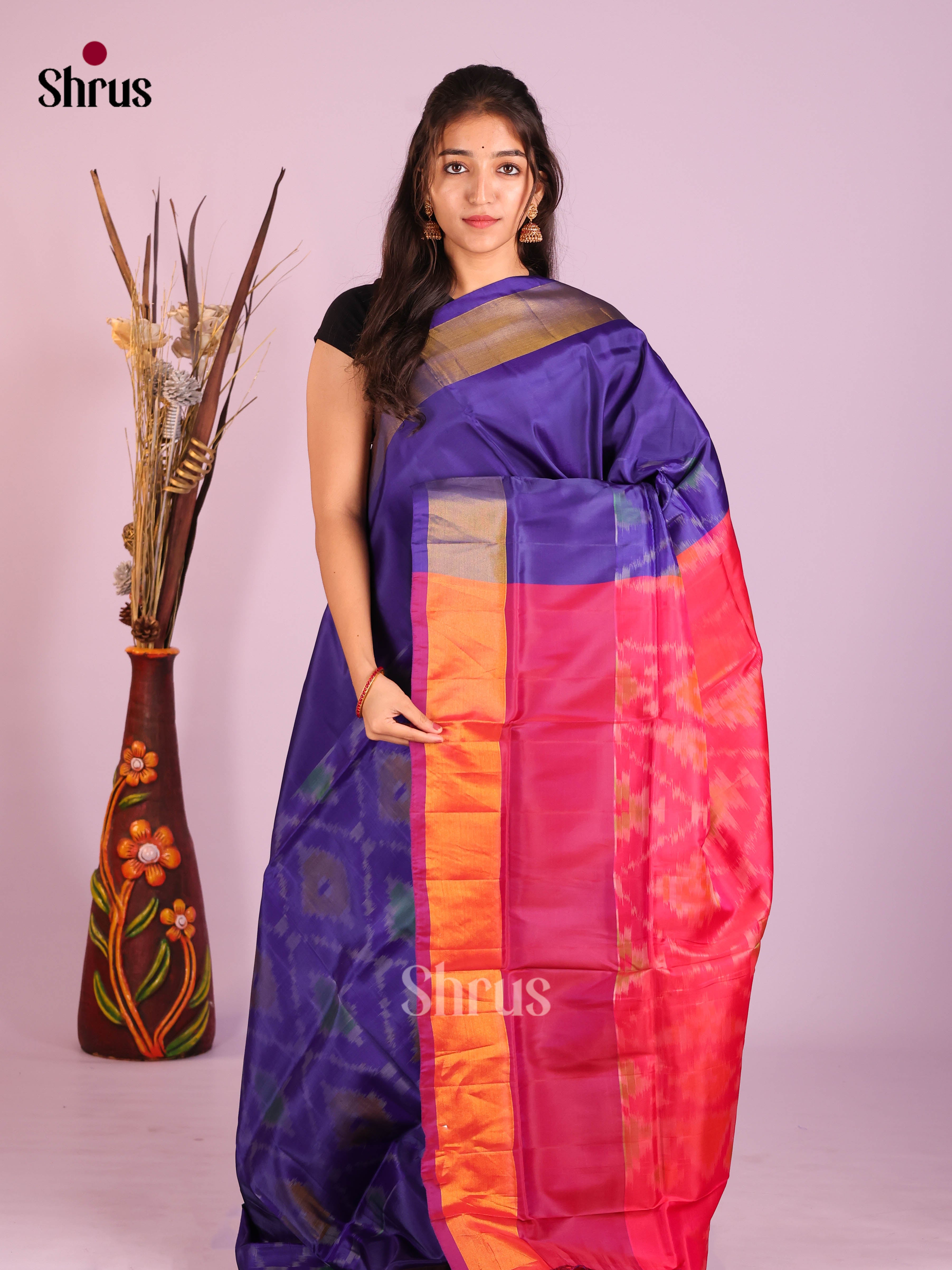 Blue & Purple - Semi uppada Saree