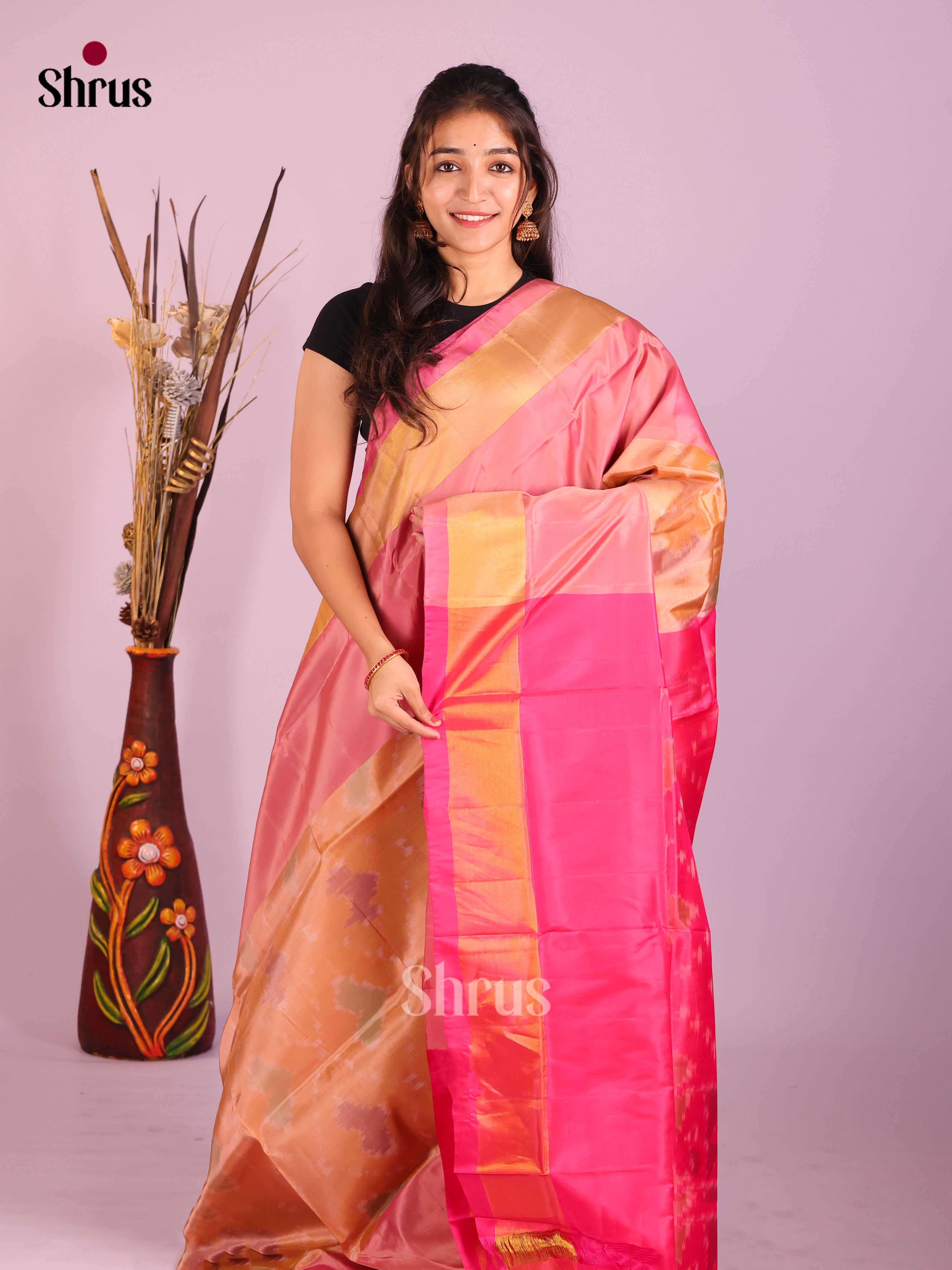 Brick & Pink- Semi uppada Saree