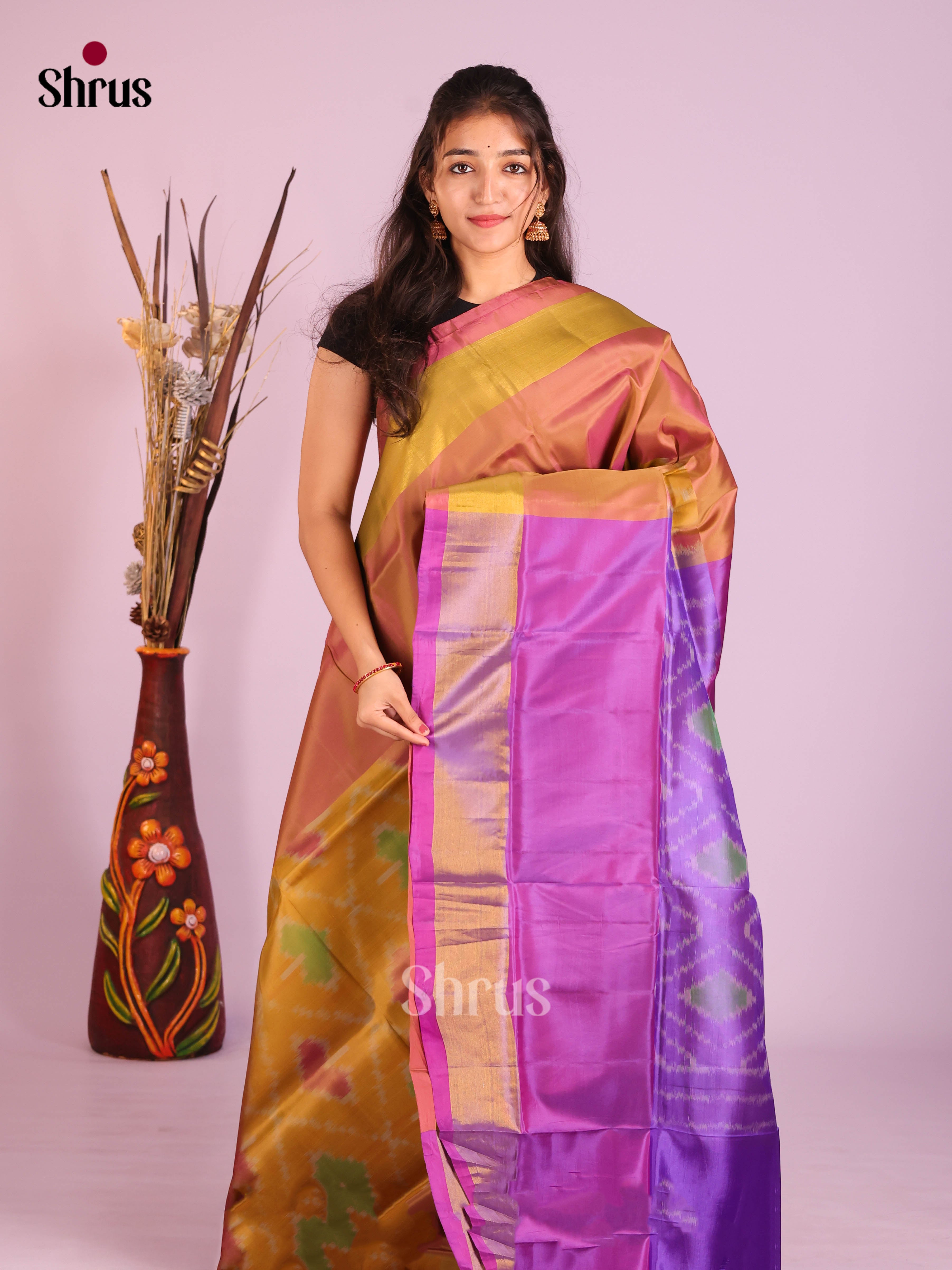 Mustard & Purple - Semi uppada Saree