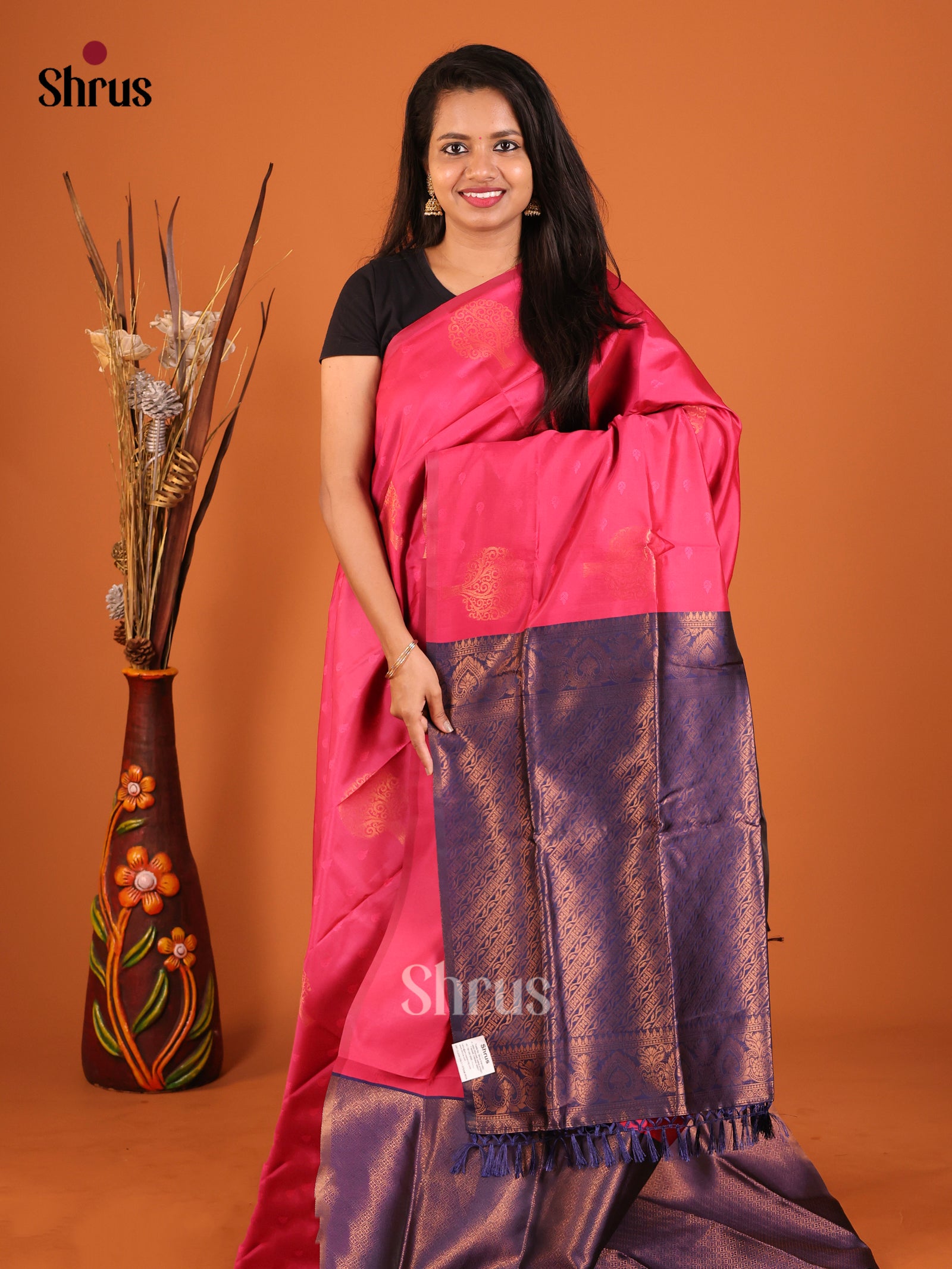 DIS19671 - Semi Softsilk Saree - Shop on Shrus.com