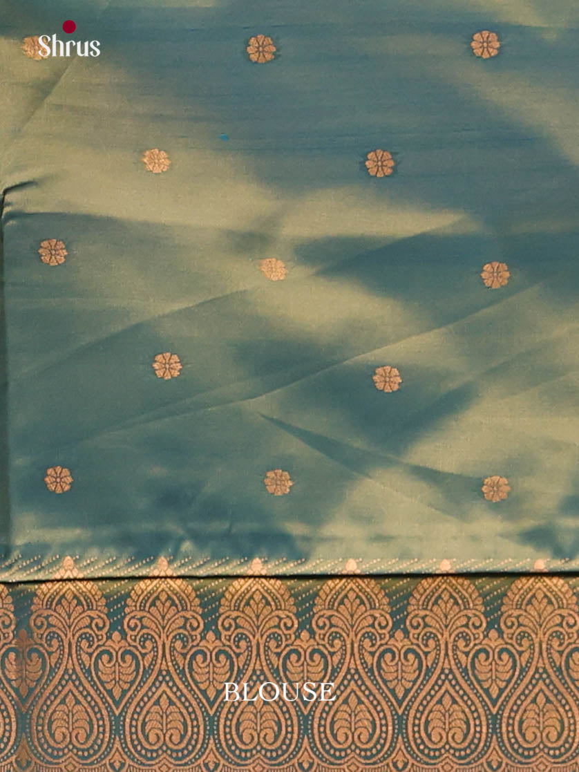 Orange & Green - Semi Softsilk Saree