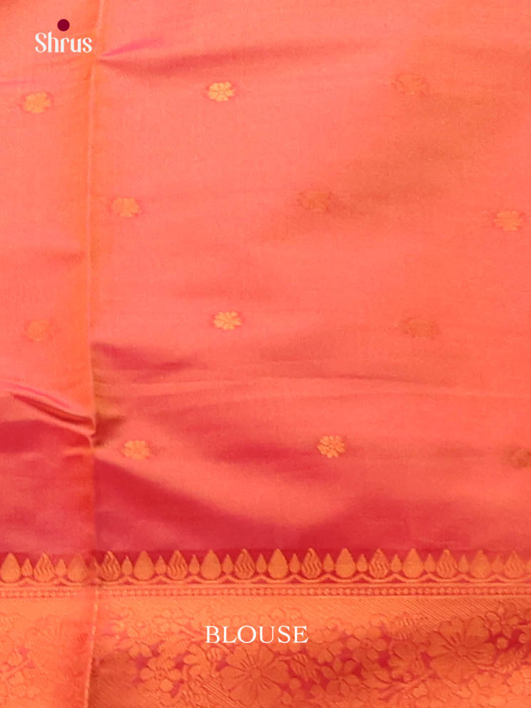 Green & Orange - Semi Softsilk Saree