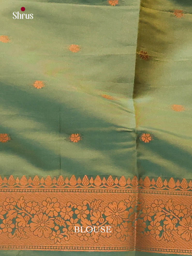 Orange & Green - Semi Softsilk Saree