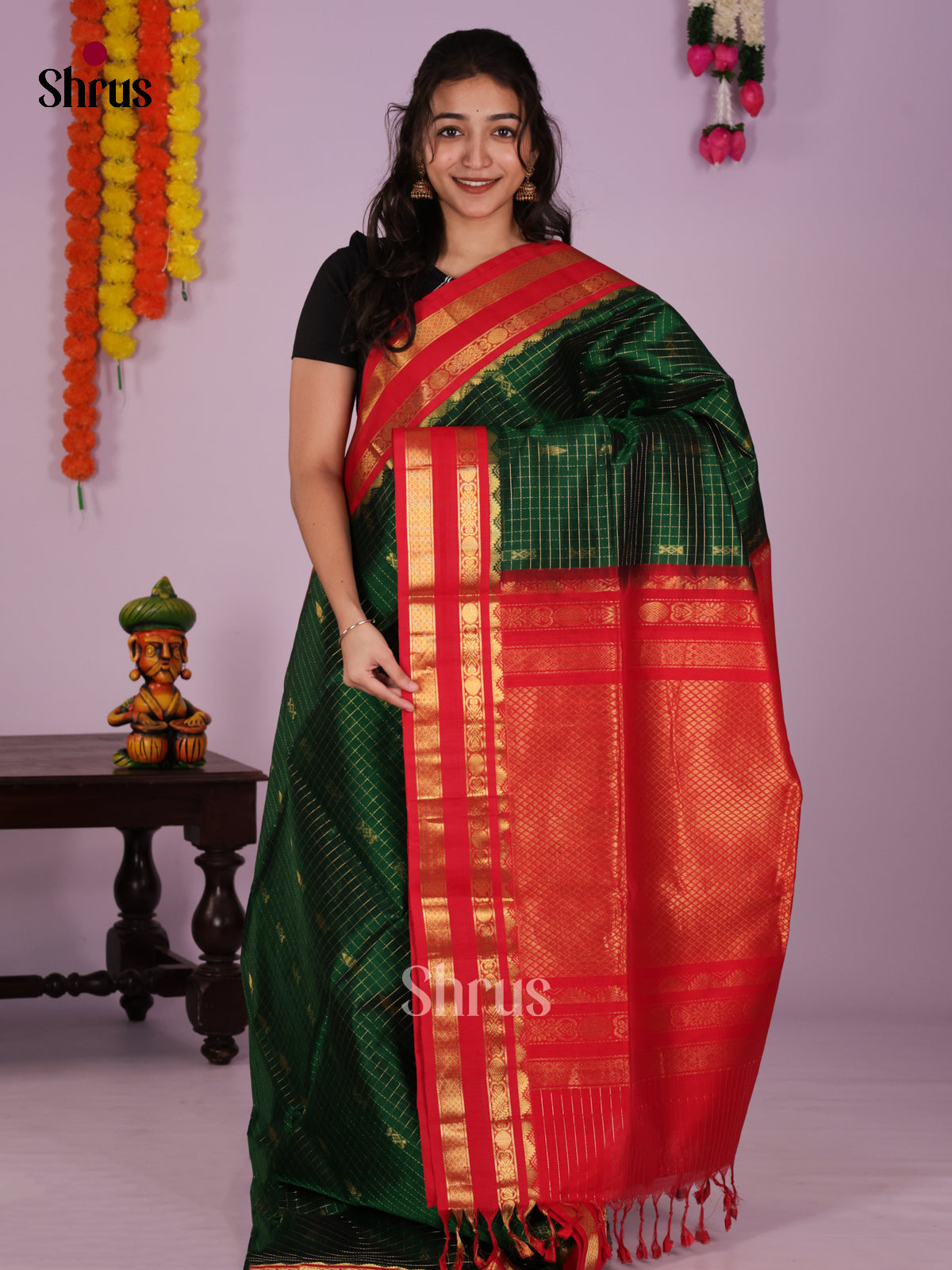 DIS22243 - Korvai-kattams Saree - Shop on Shrus.com