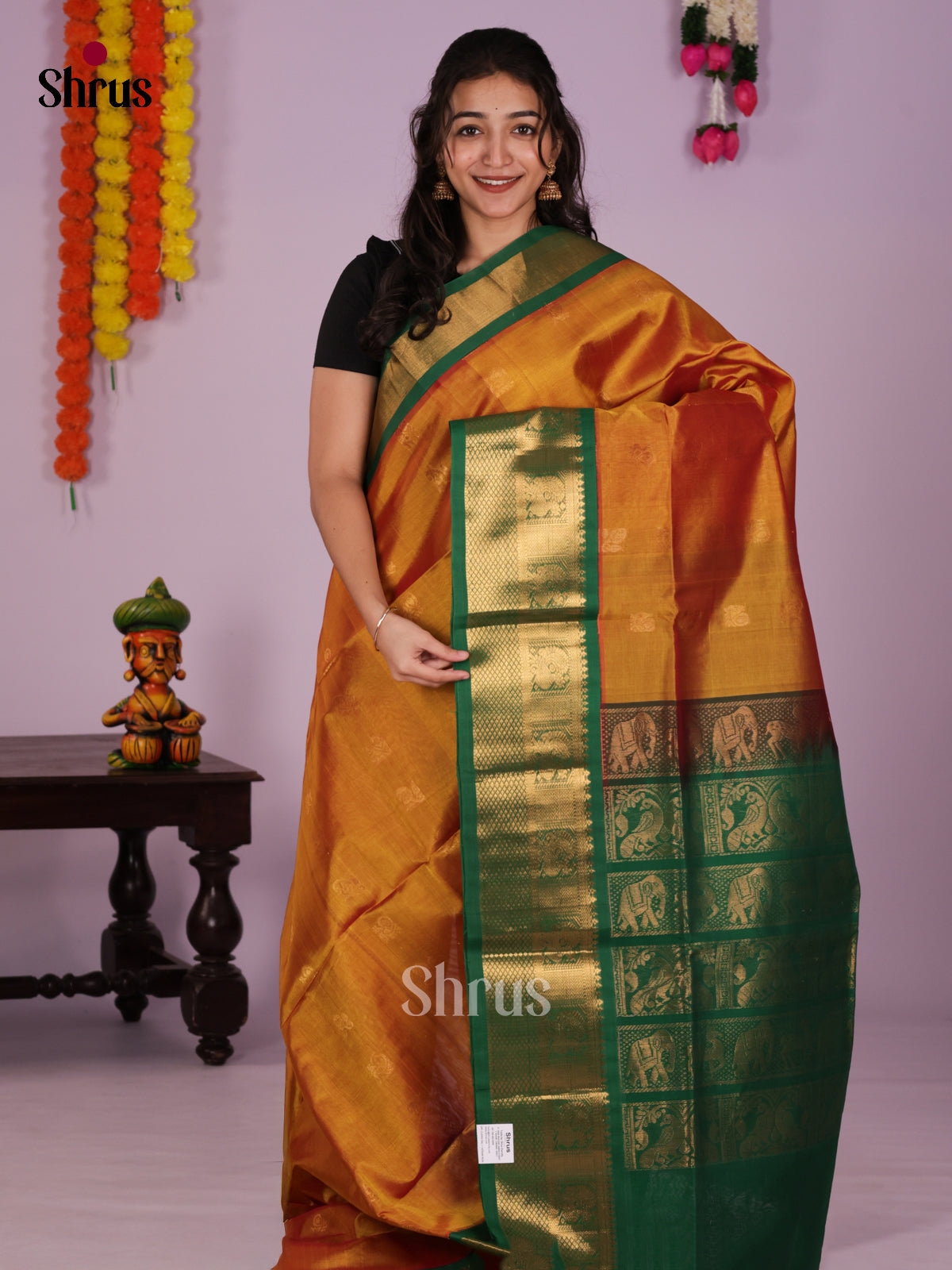 DIS22257 - Korvai-Medium border Saree - Shop on Shrus.com