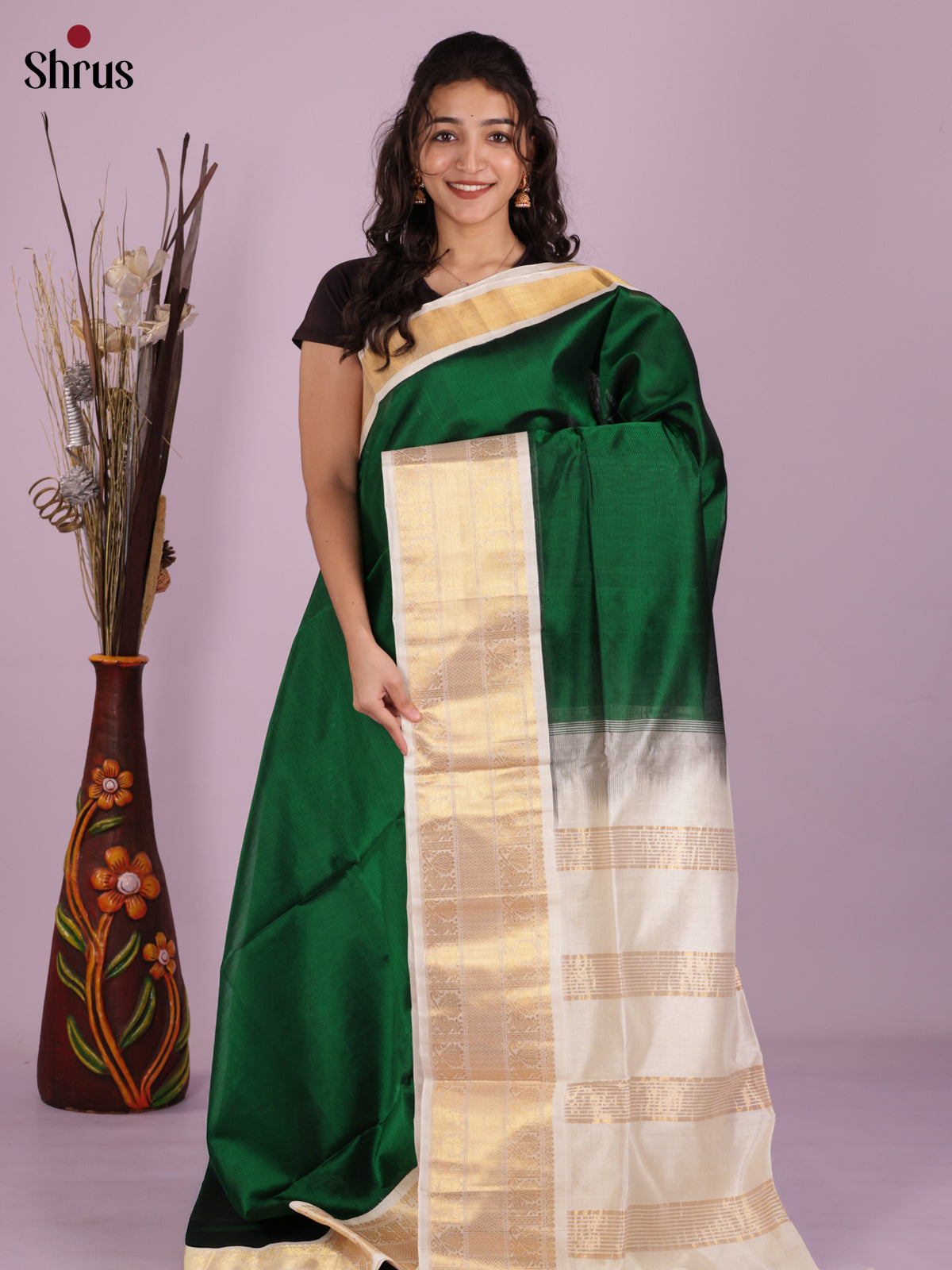 DIS22267 - Korvai-Medium border Saree - Shop on Shrus.com