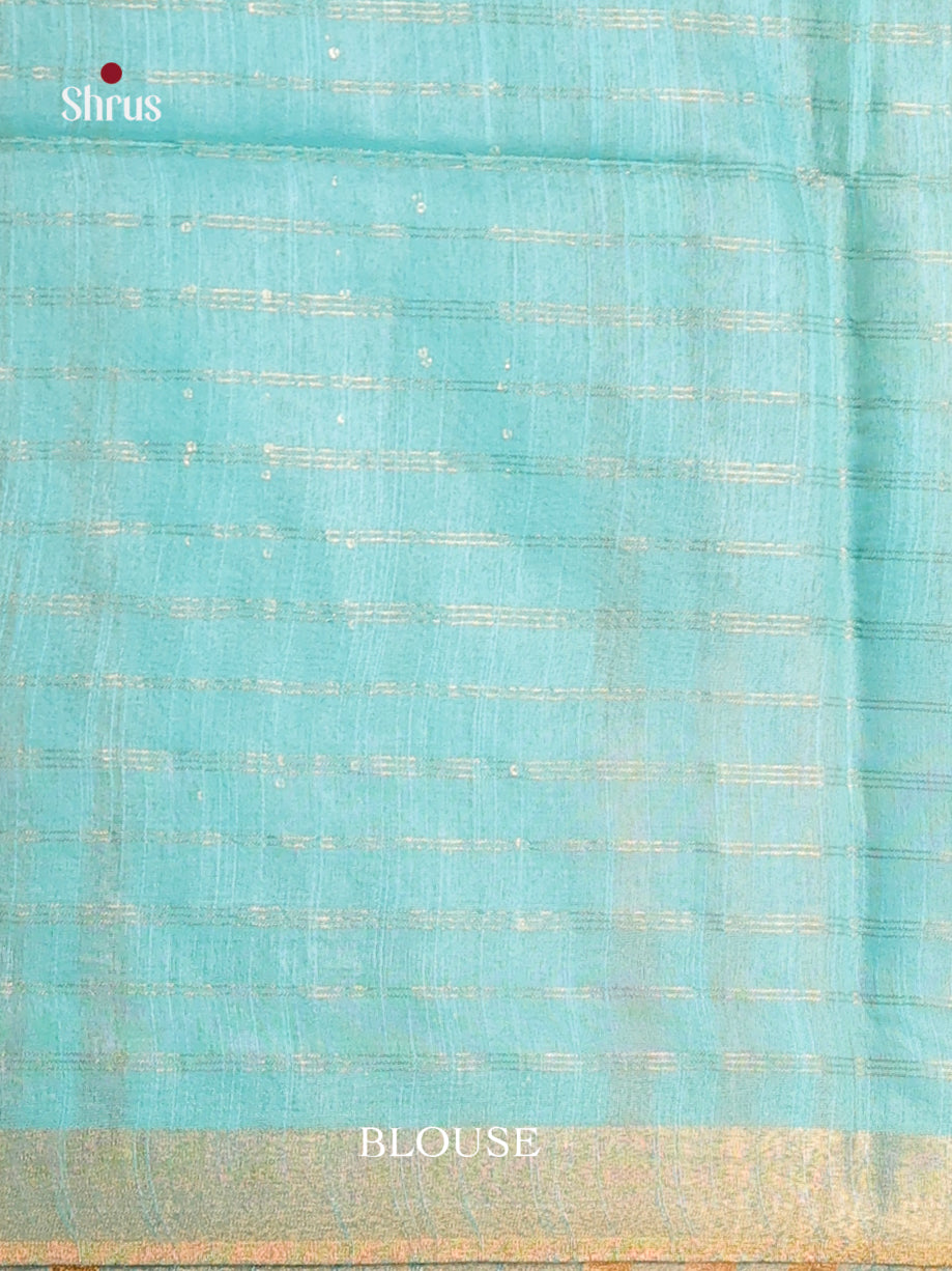 Sandal  & Pastel blue - Semi Tussar Saree