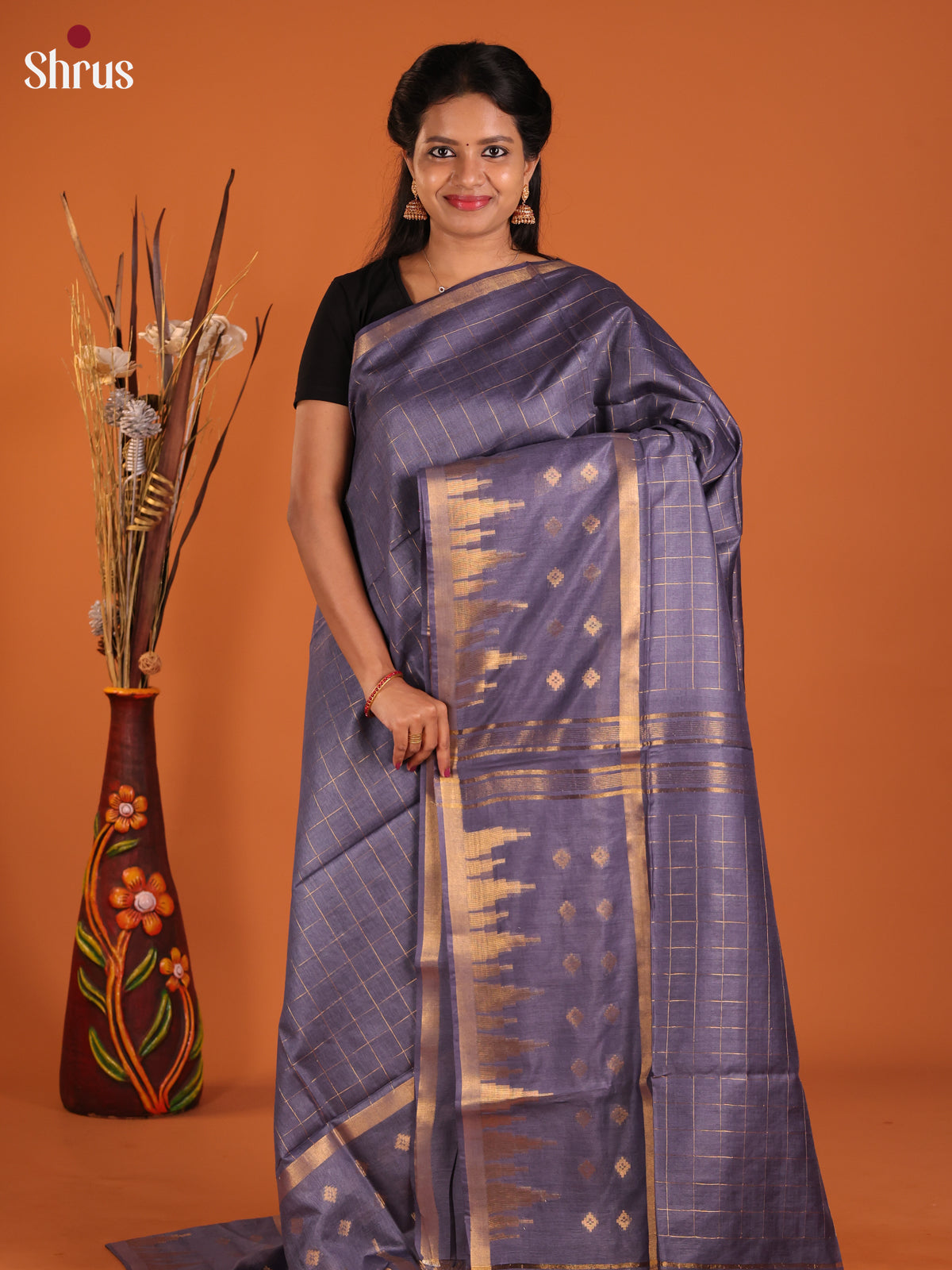 blue- Semi Tussar Saree