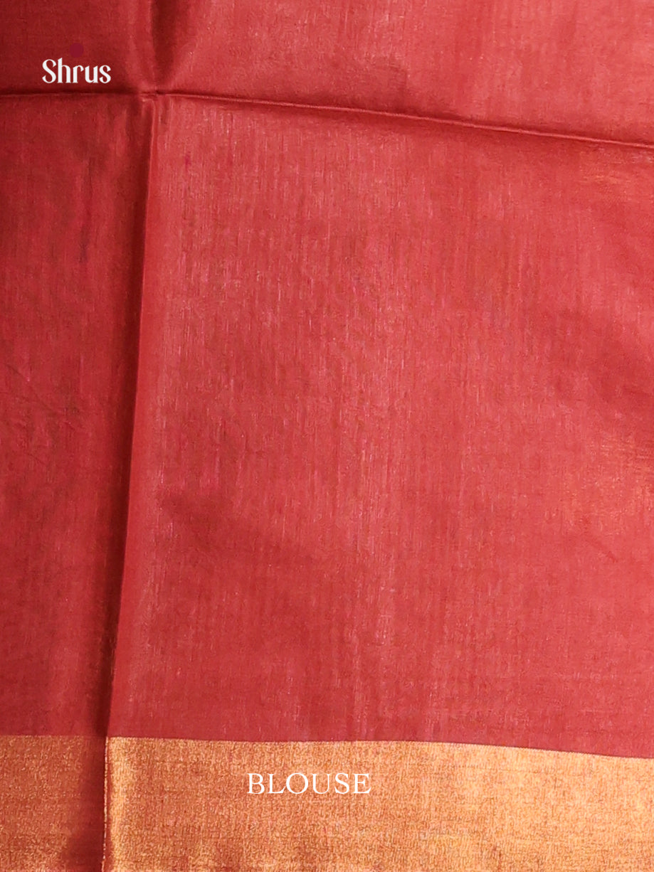 Grey & Red - Semi Tussar Saree