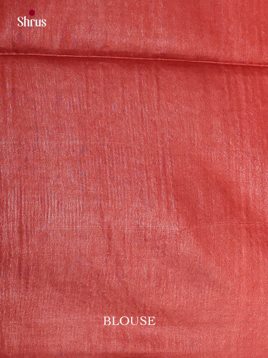 Greyish Blue & Red - Semi Tussar Saree