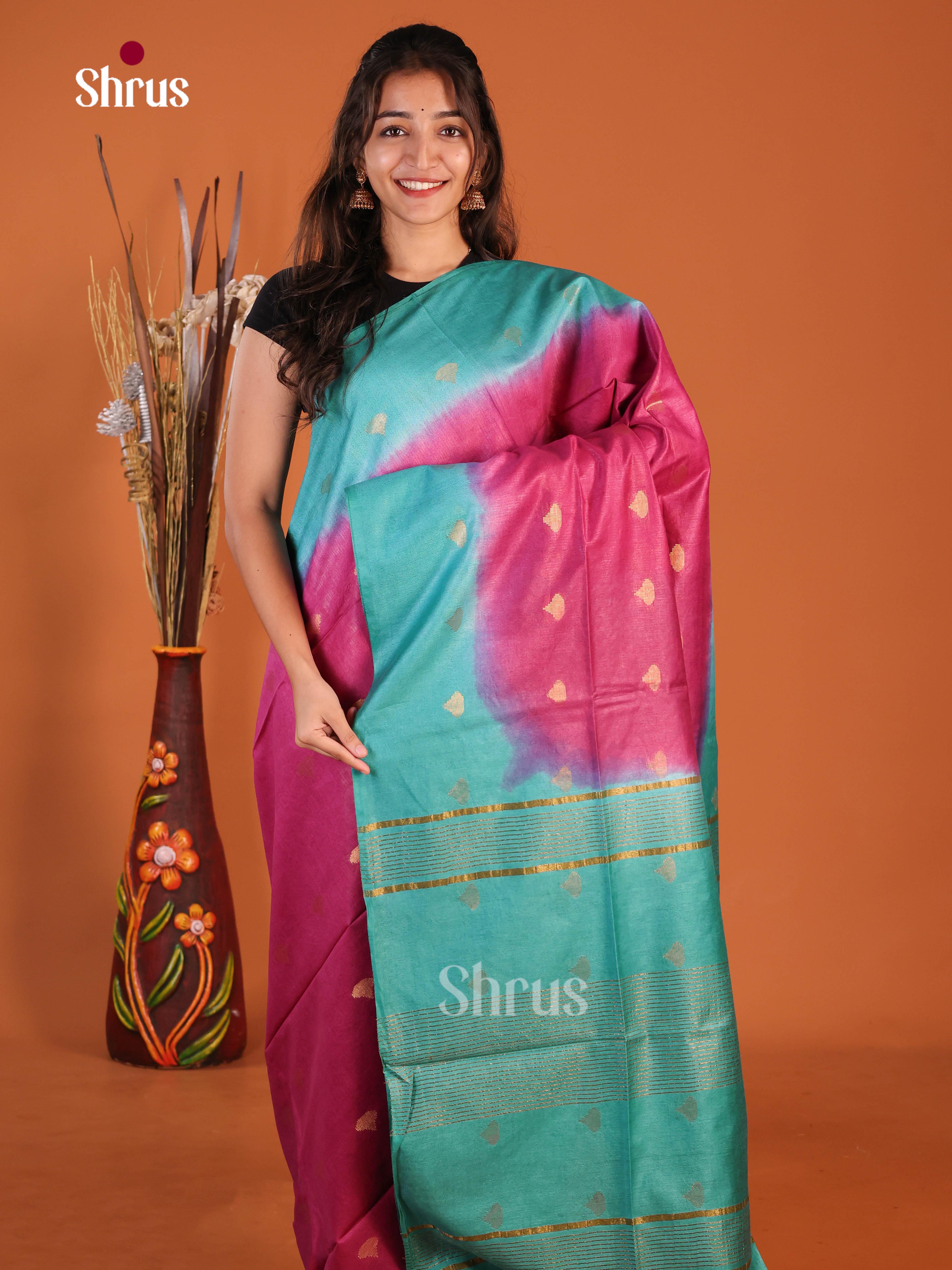 Majenta & Teal - Semi Tussar Saree