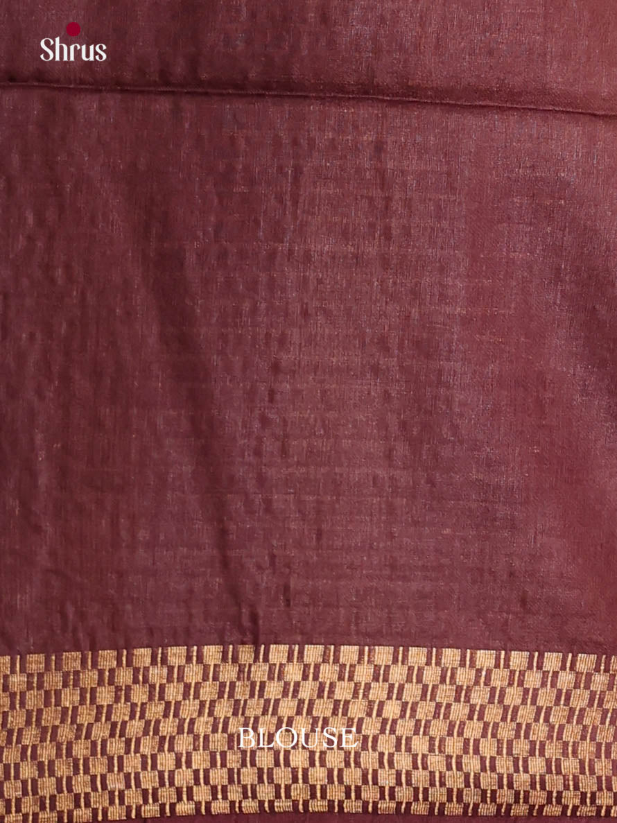Dark Mustard & Maroon - Semi Tussar Saree