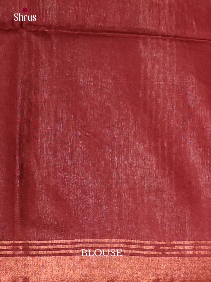 Brown & Red - Semi Tussar Saree
