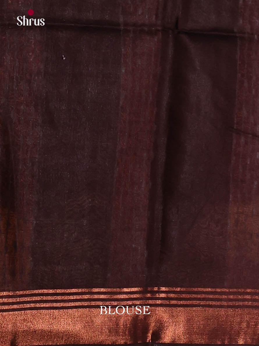 Dark Mustard & Brown  - Semi Tussar Saree