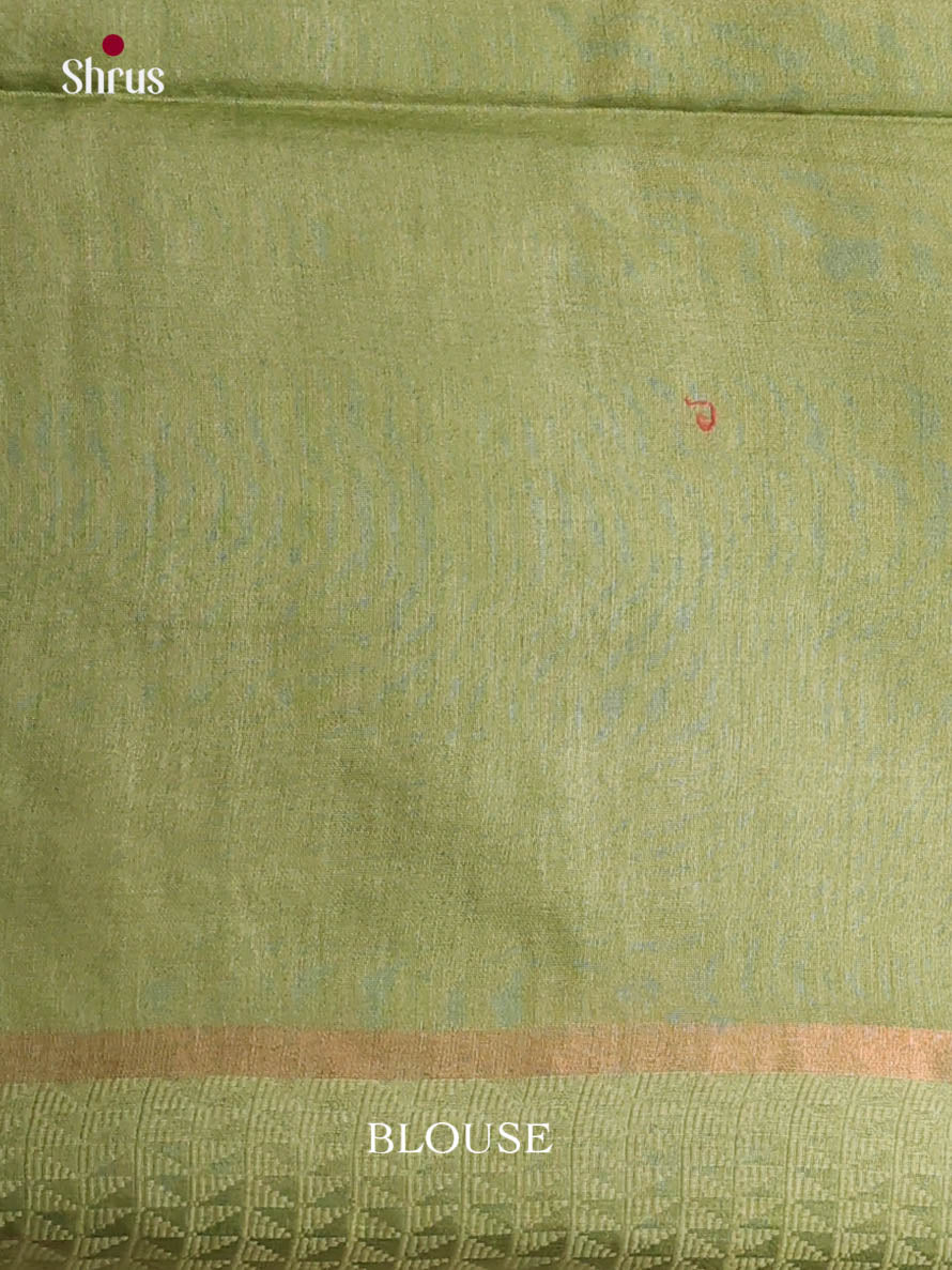 Reddish Pink & Green - Semi Tussar Saree