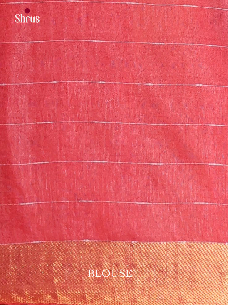 Blue & Orangish Pink  - Semi Tussar Saree