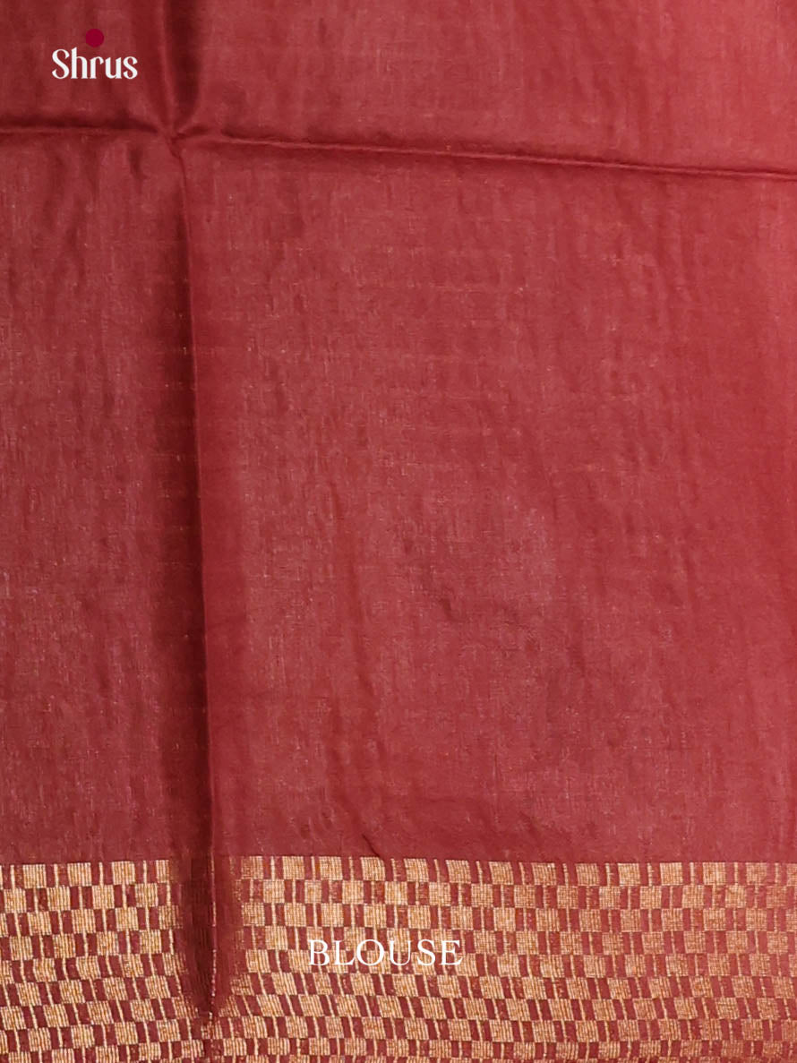 Orangish Pink & Brown - Semi Tussar Saree