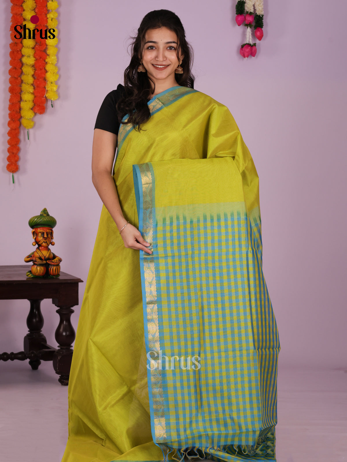 DIS24175 - Silk Cotton Saree - Shop on Shrus.com