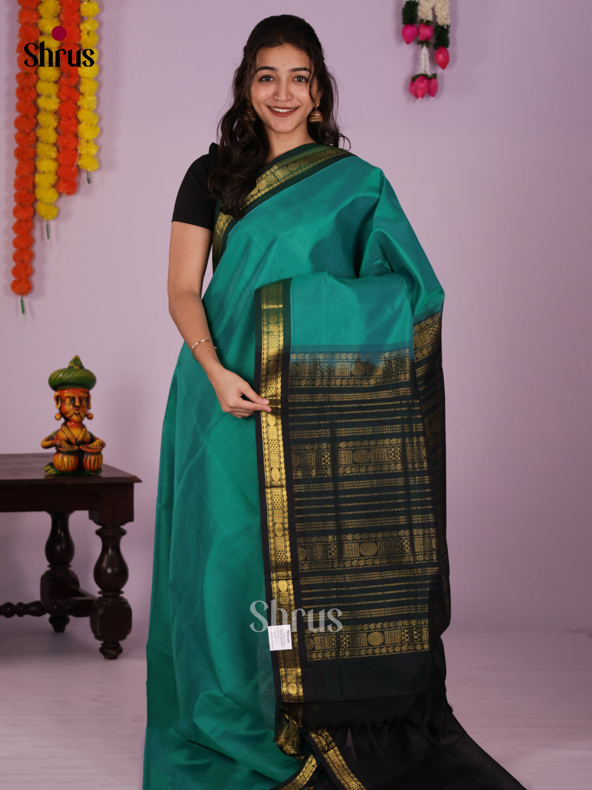 DIS24179 - Silk Cotton Saree - Shop on Shrus.com