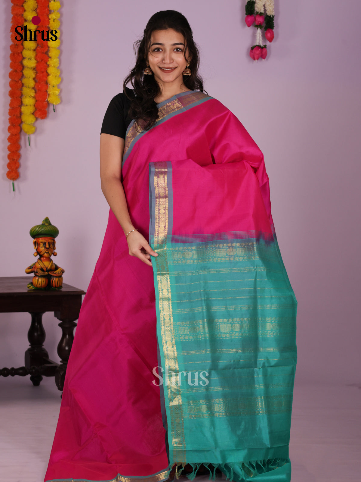 DIS24183 - Silk Cotton Saree - Shop on Shrus.com