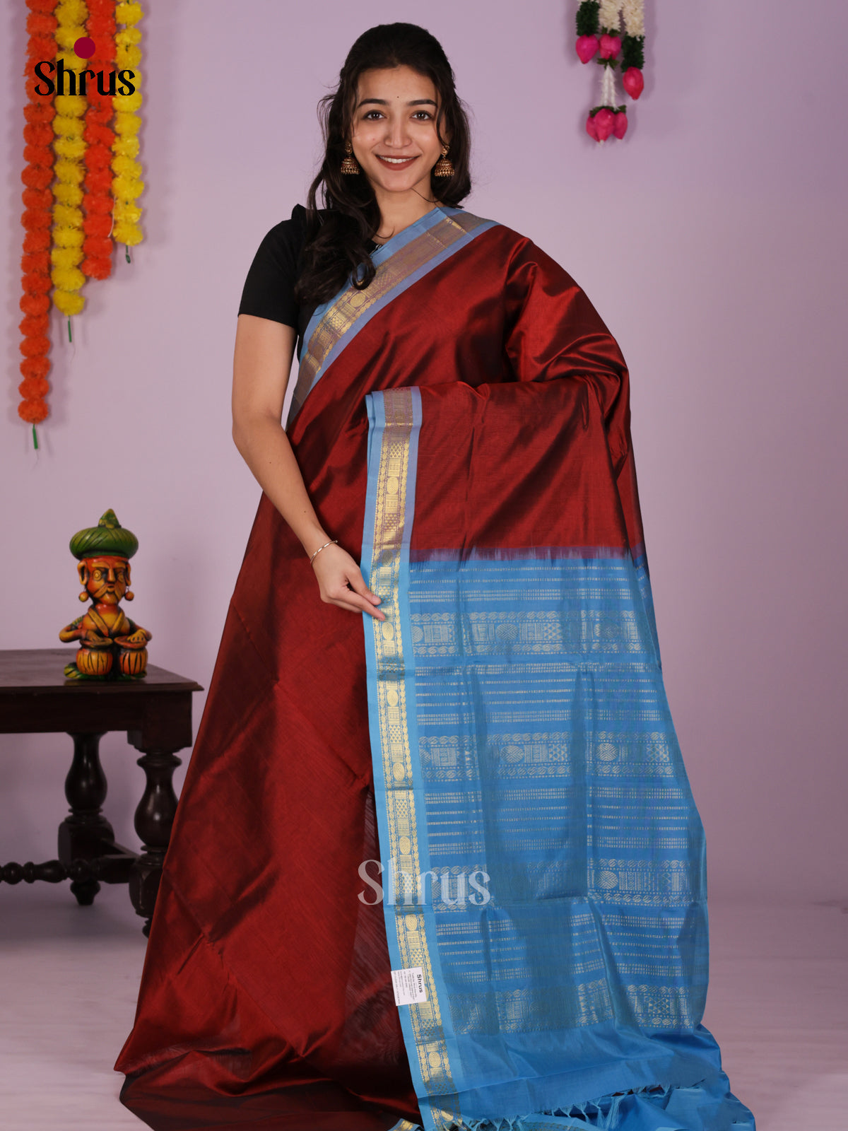 DIS24184 - Silk Cotton Saree - Shop on Shrus.com