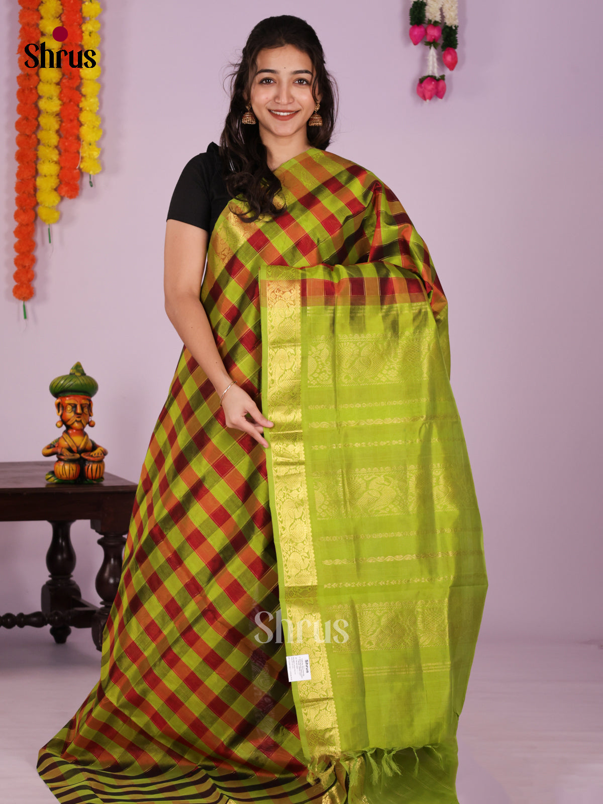 DIS24204 - Silk Cotton Saree - Shop on Shrus.com