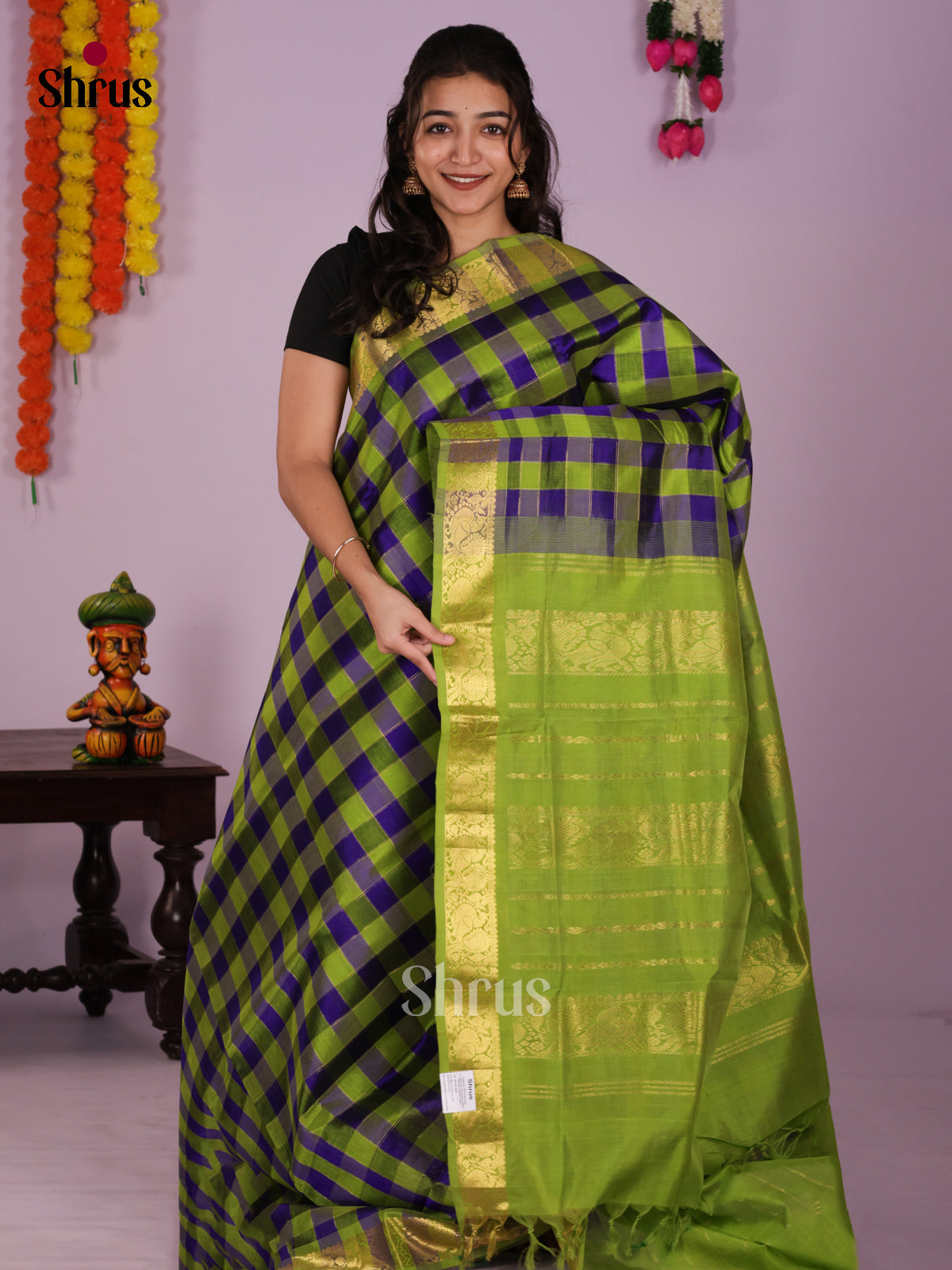 DIS24206 - Silk Cotton Saree - Shop on Shrus.com