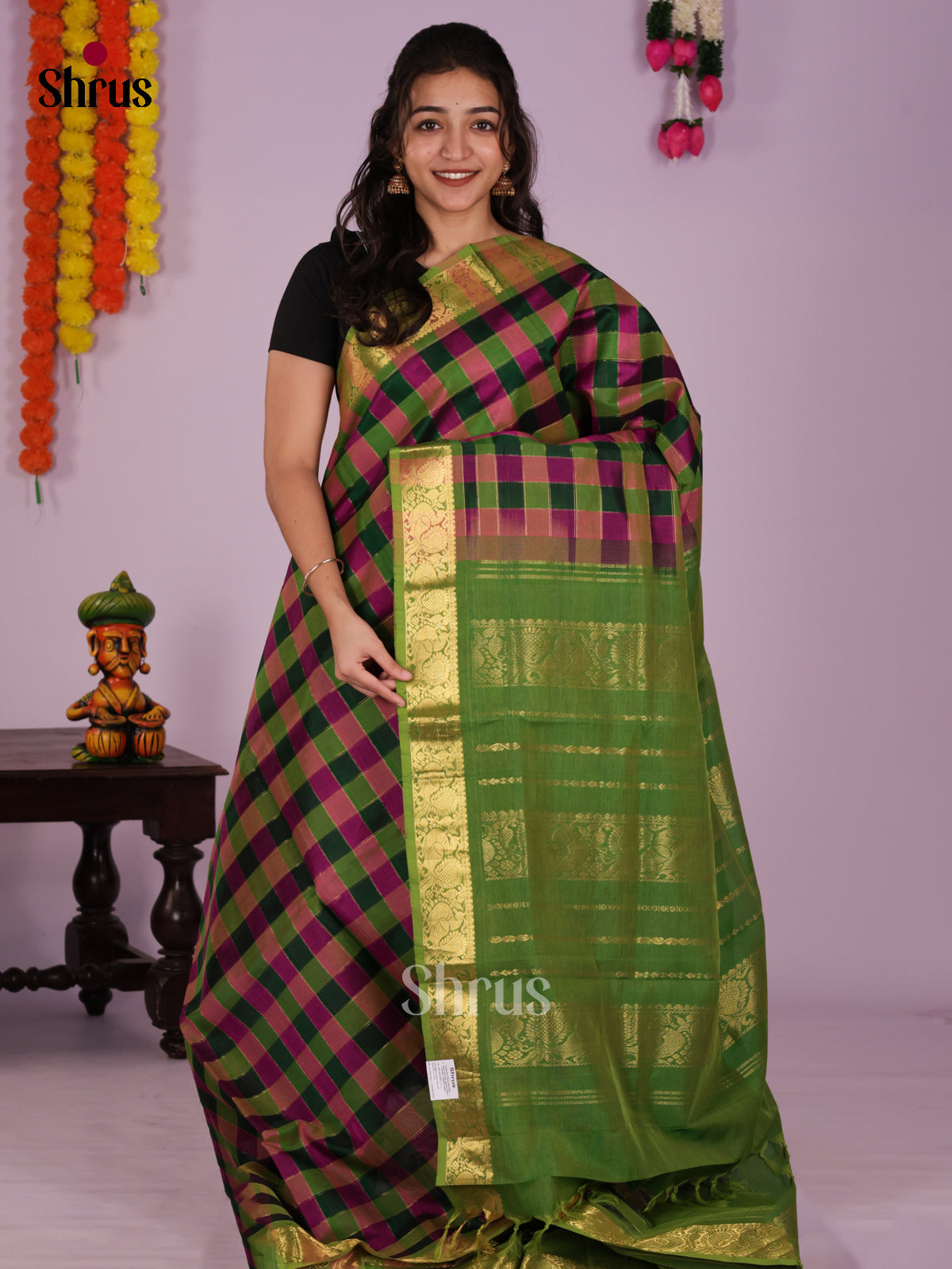DIS24207 - Silk Cotton Saree - Shop on Shrus.com