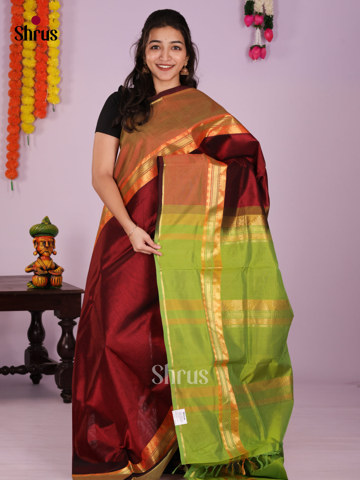 DIS24216 - Silk Cotton Saree - Shop on Shrus.com