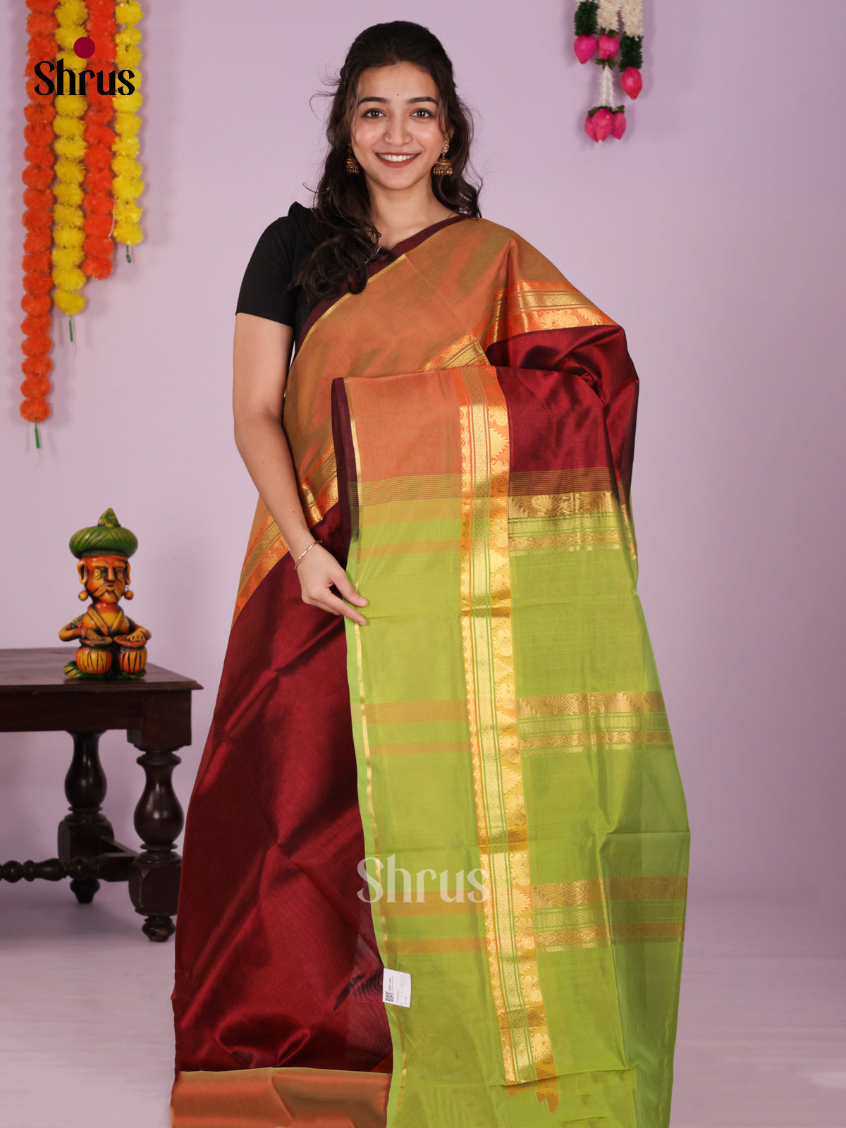 DIS24217 - Silk Cotton Saree - Shop on Shrus.com