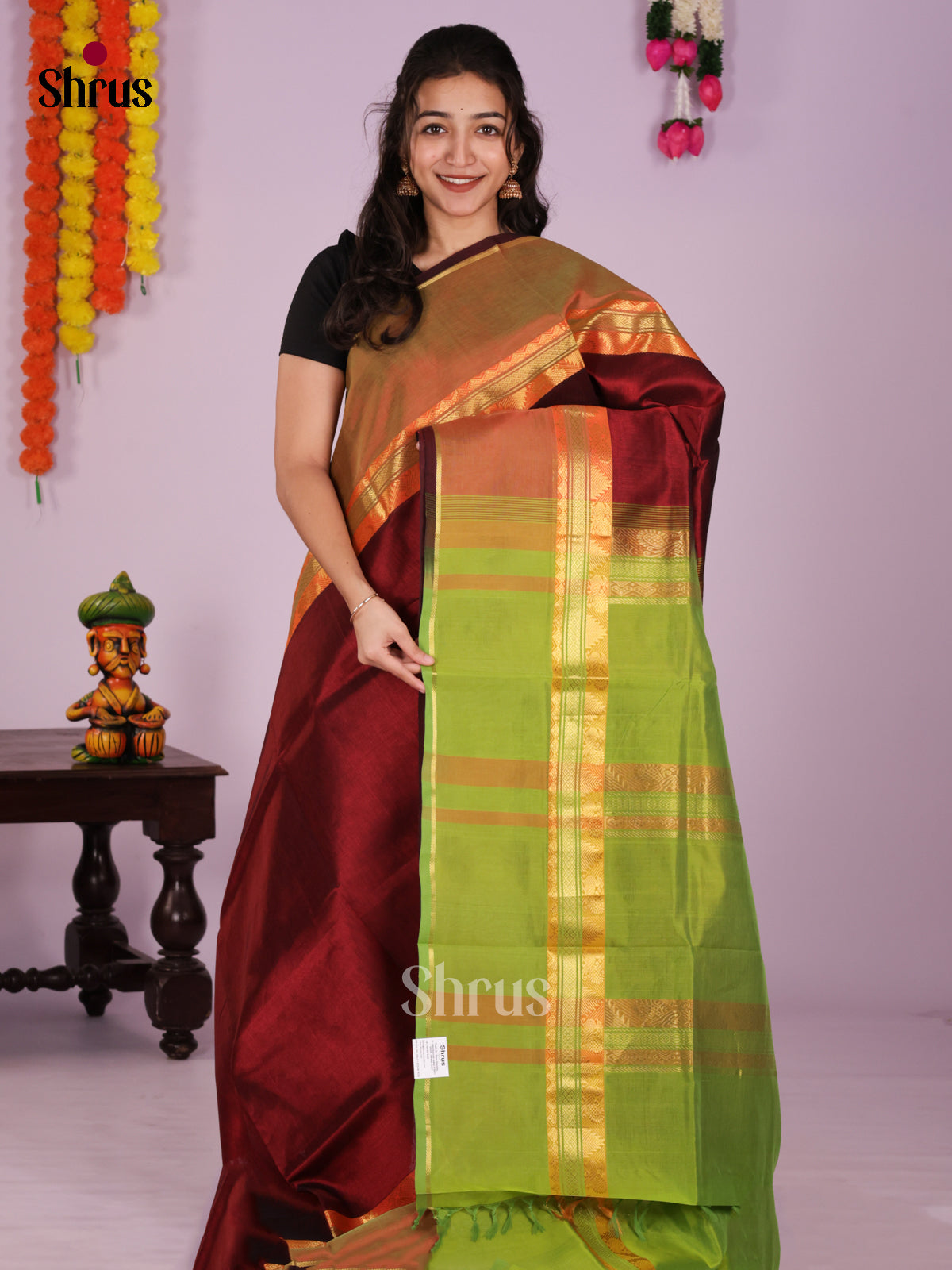 DIS24218 - Silk Cotton Saree - Shop on Shrus.com