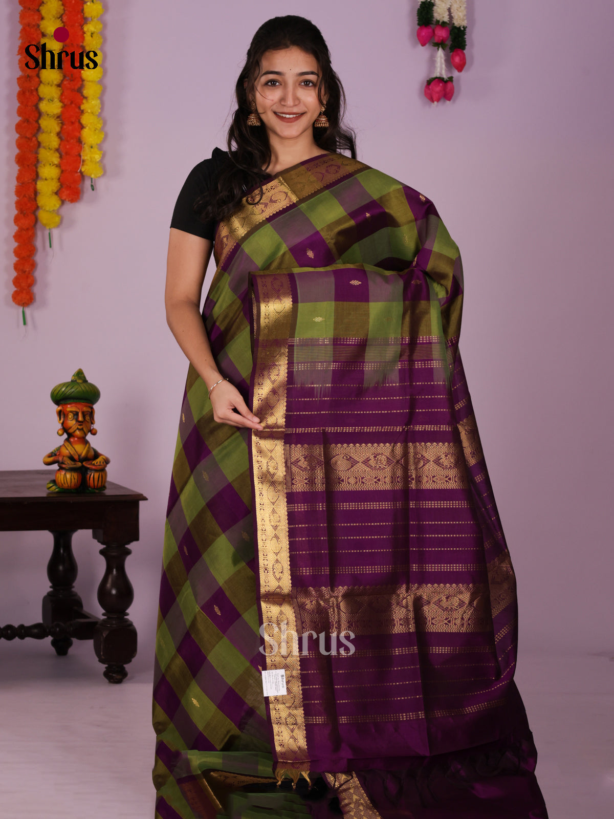 DIS24226 - Silk Cotton Saree - Shop on Shrus.com