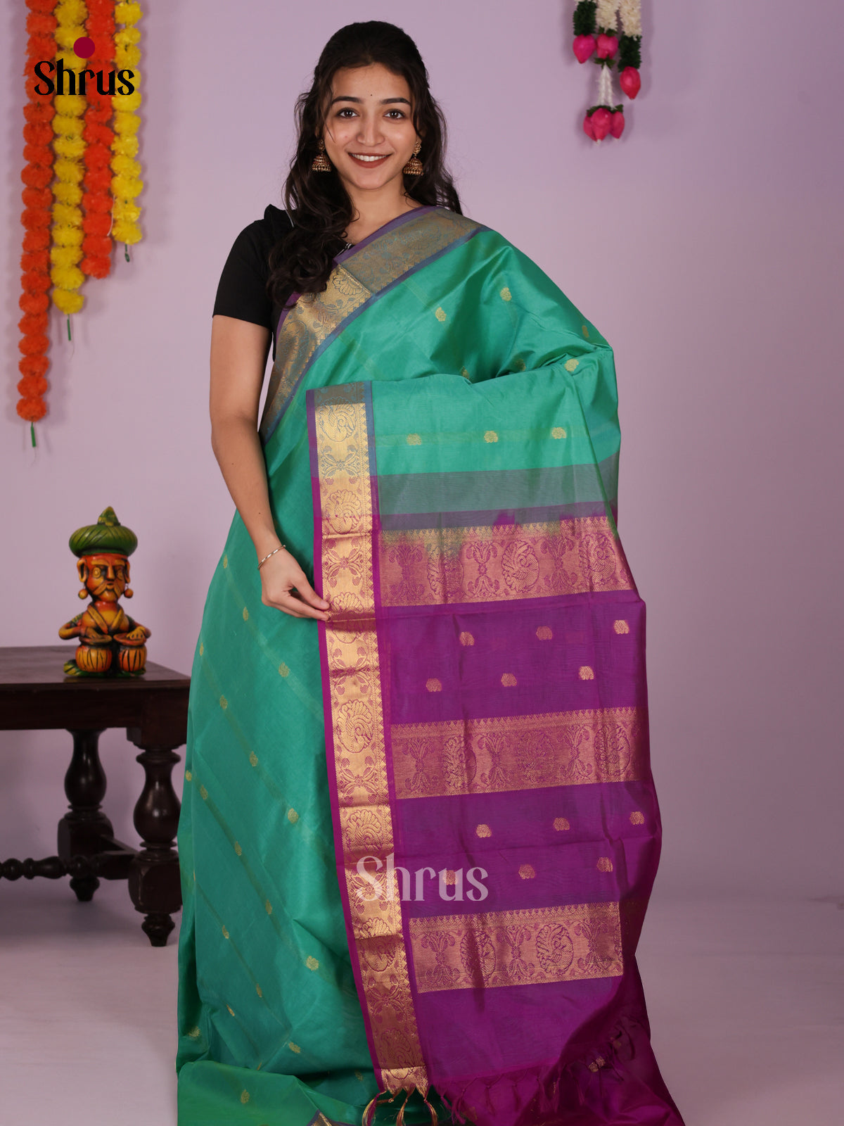 DIS24272 - Silk Cotton Saree - Shop on Shrus.com
